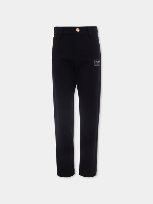 Pantaloni neri per bambino con logo,Balmain Kids,BX6Q80-J0371 930OR