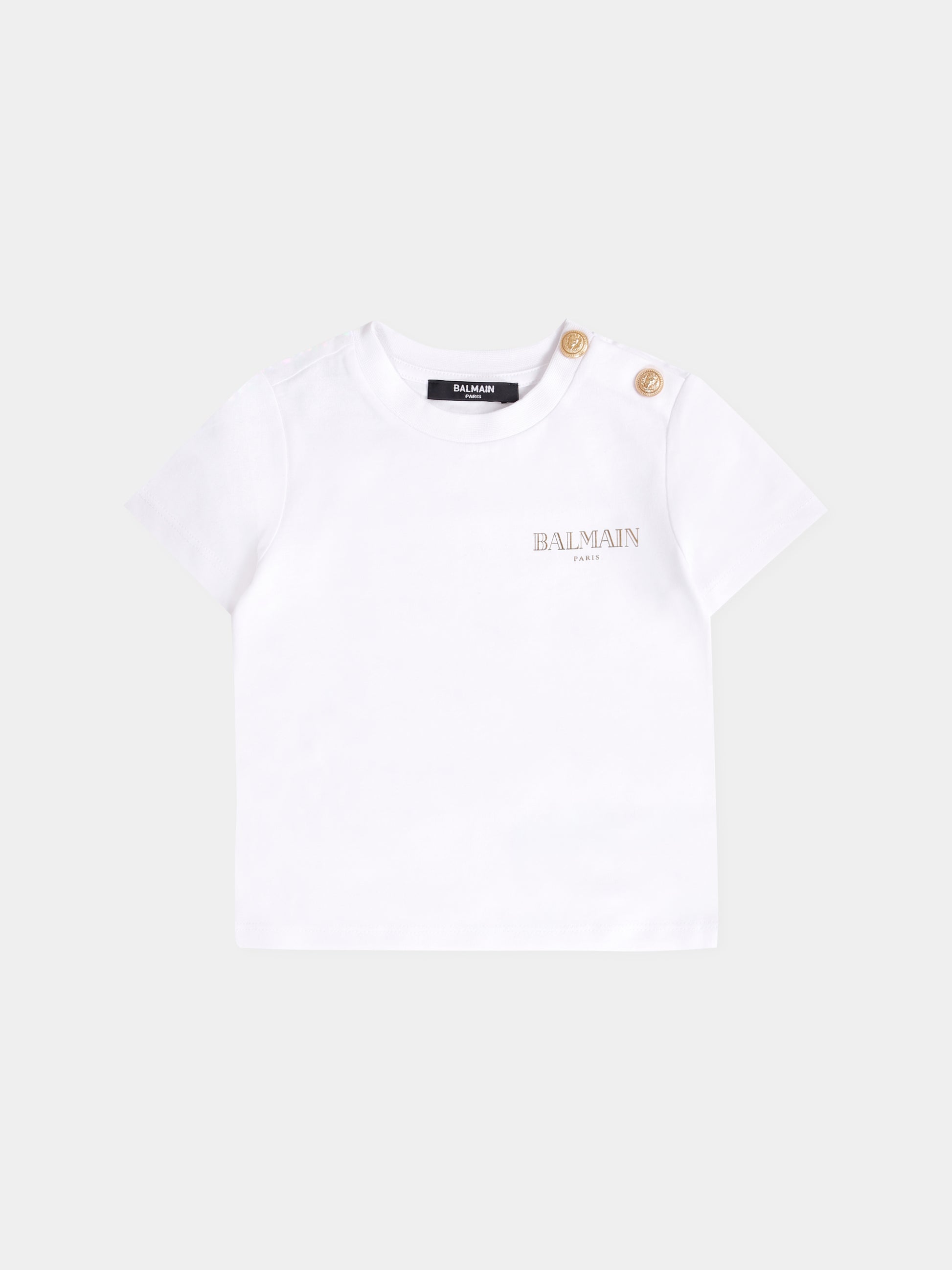 T-shirt bianca per neonata con logo,Balmain Kids,BX8521-Z3186 100OR
