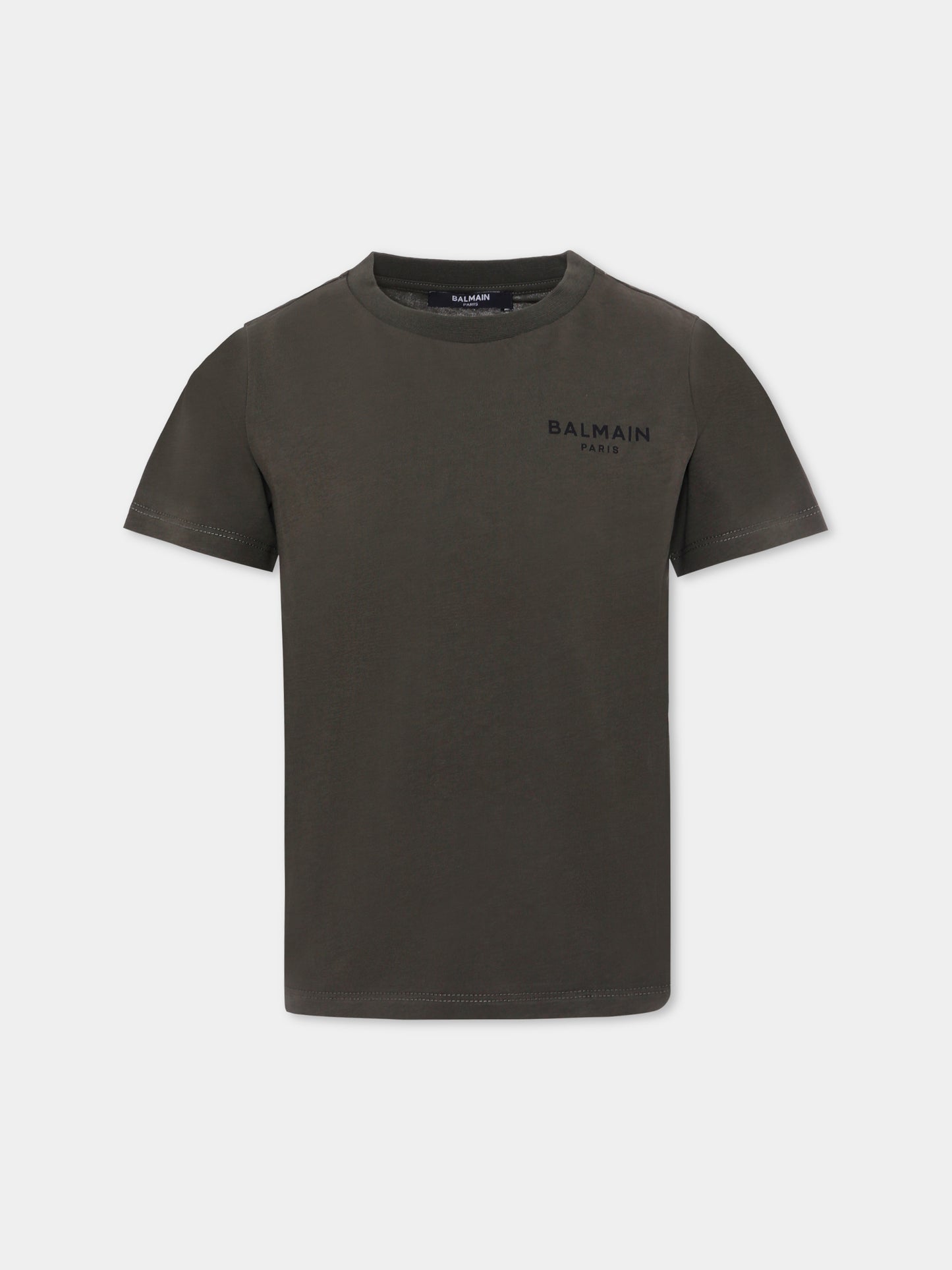 T-shirt verde per bambino con logo,Balmain Kids,BX8P11-Z3186 762NE