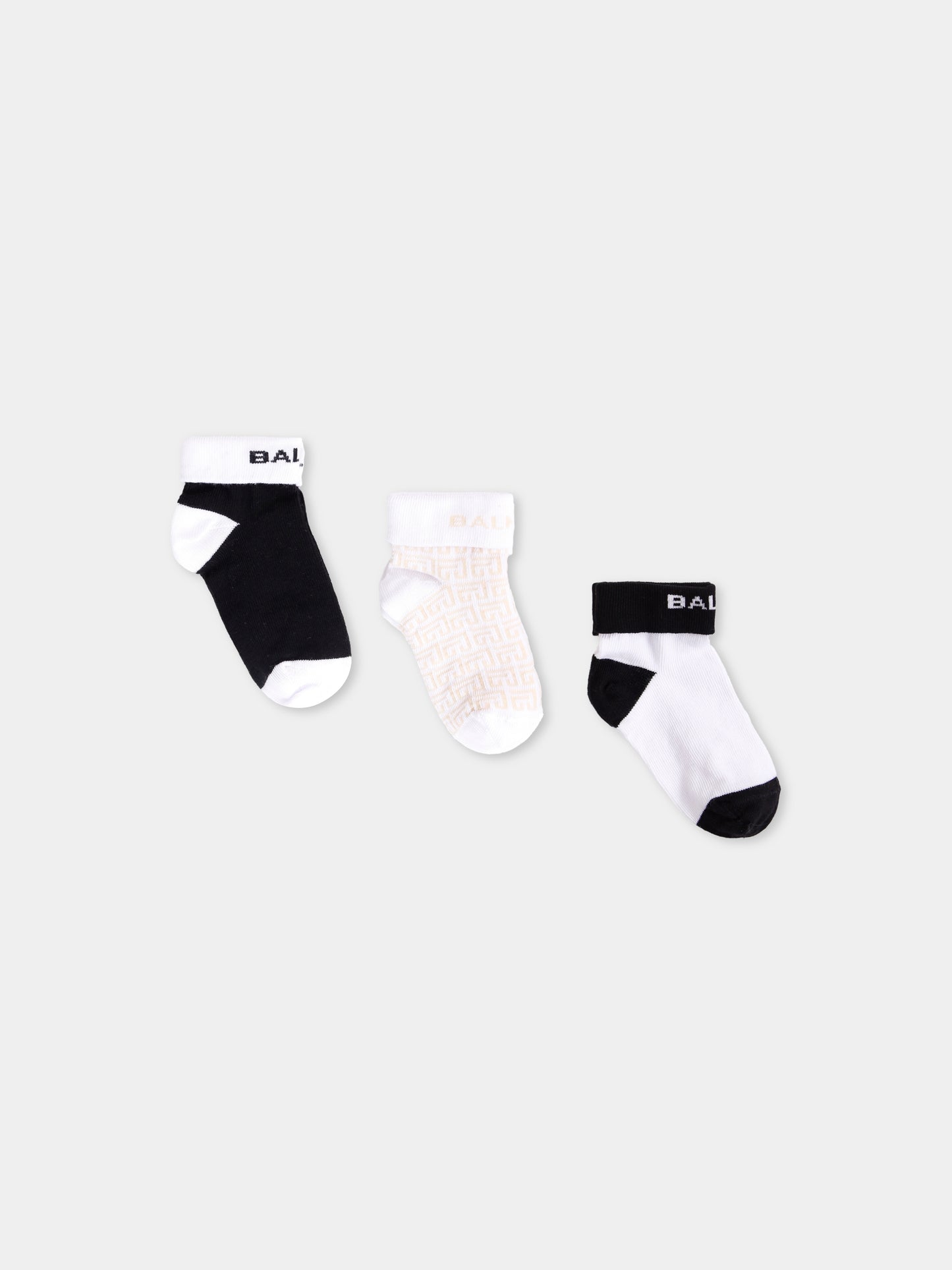 Set calzini multicolor per neonati con logo e iconico labirinto,Balmain Kids,BXB54A-Z0553 999