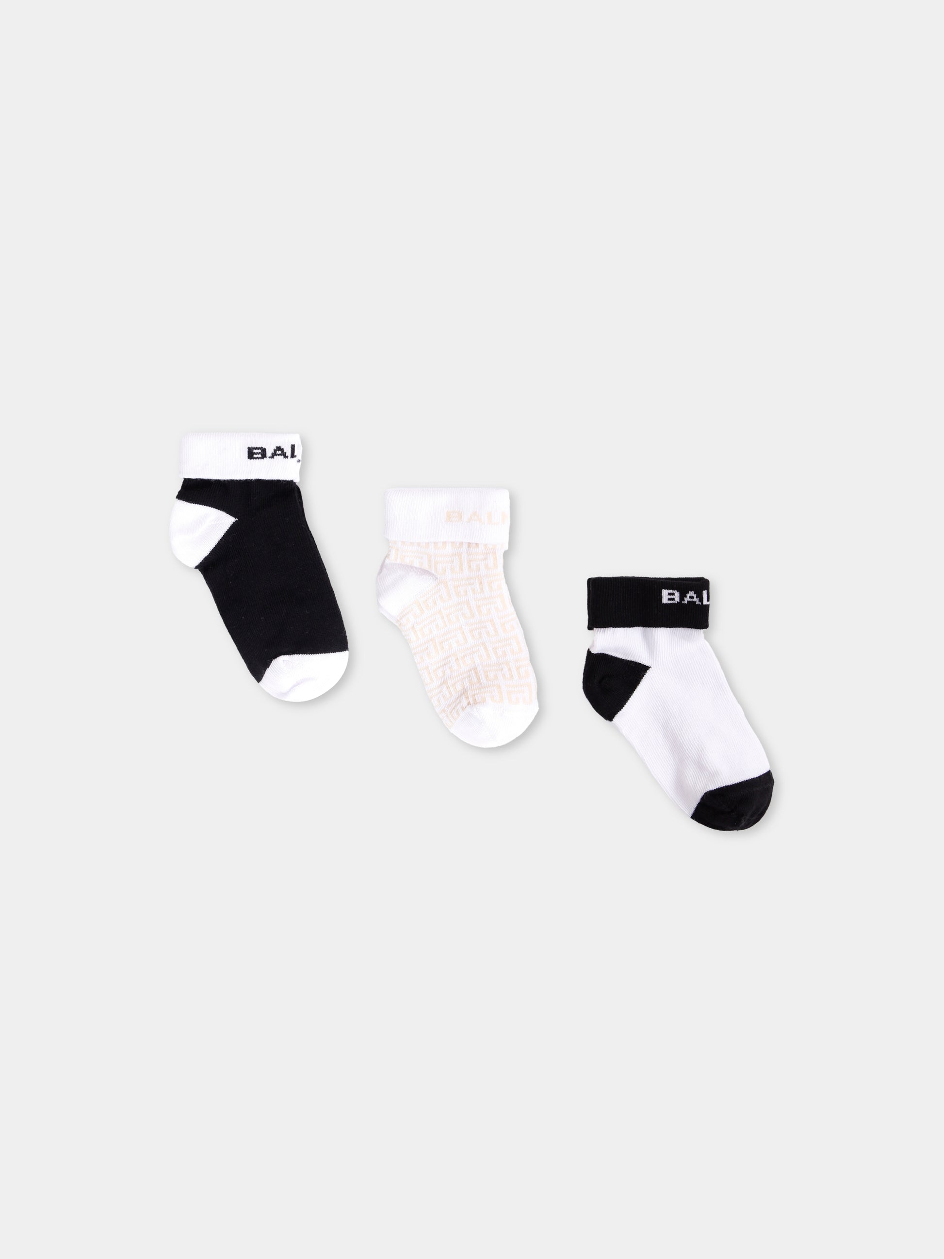 Set calzini multicolor per neonati con logo e iconico labirinto,Balmain Kids,BXB54A-Z0553 999