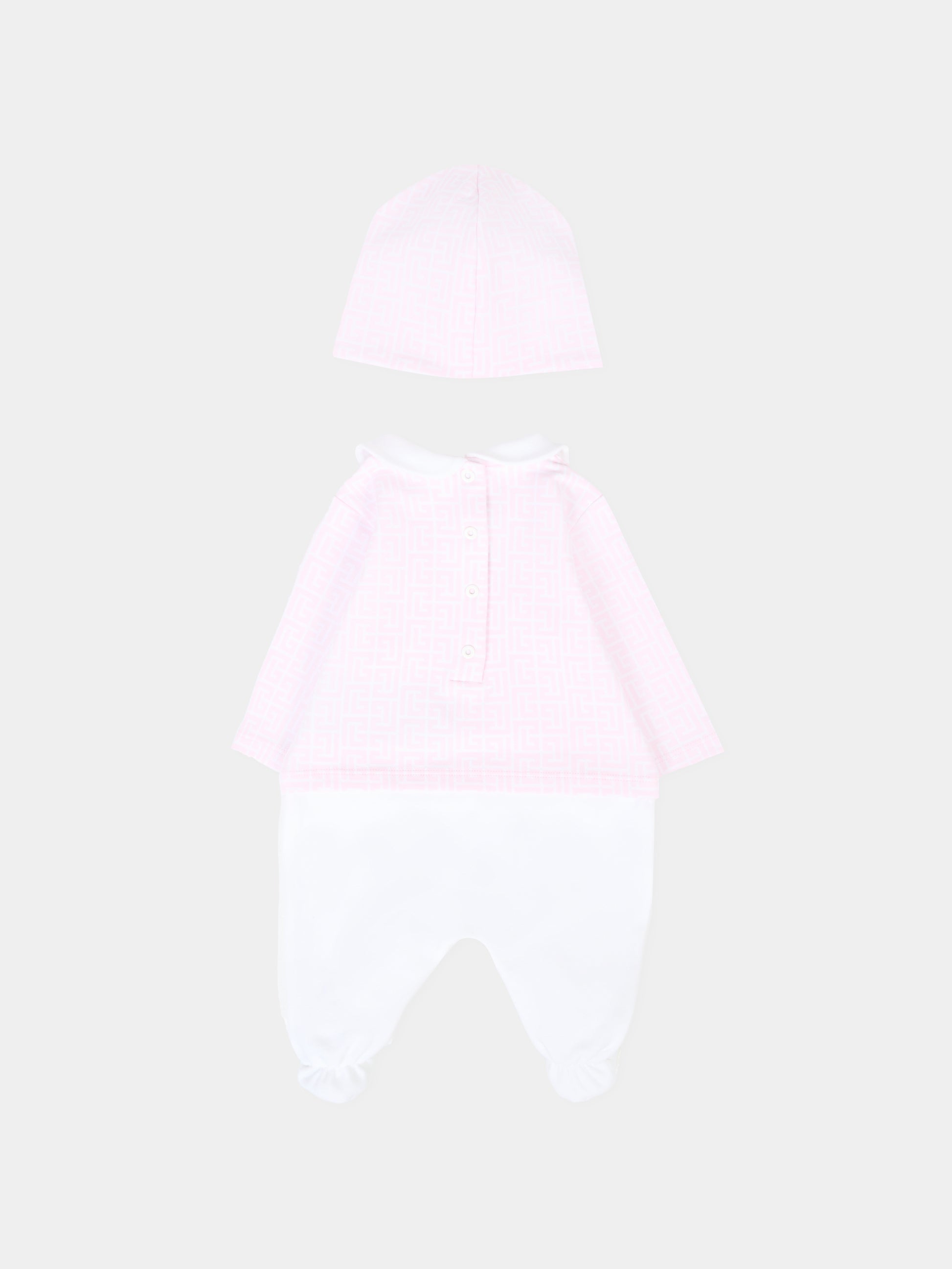Set tutina rosa per neonata con iconico labirinto,Balmain Kids,BXB56A-Z2411 100RS