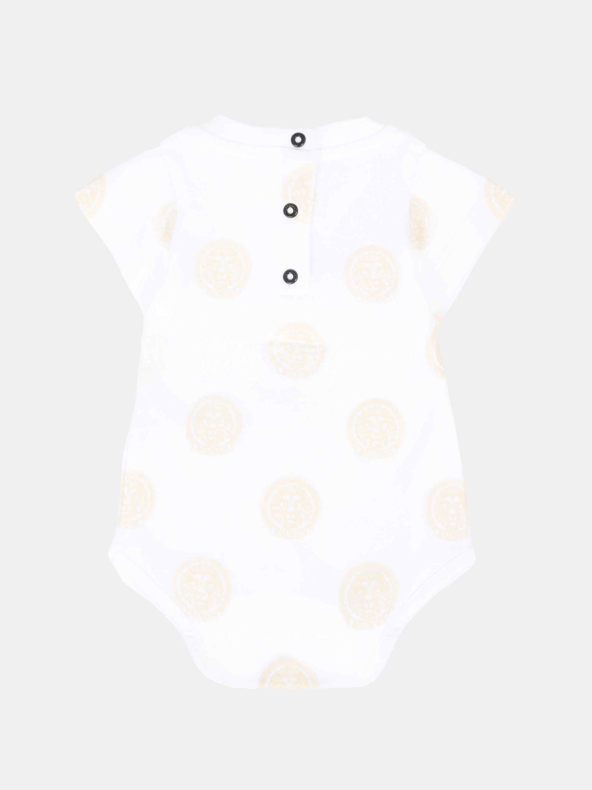 Set tutina bianco per neonati con logo e leone,Balmain Kids,BXB60A-Z3383 100NE