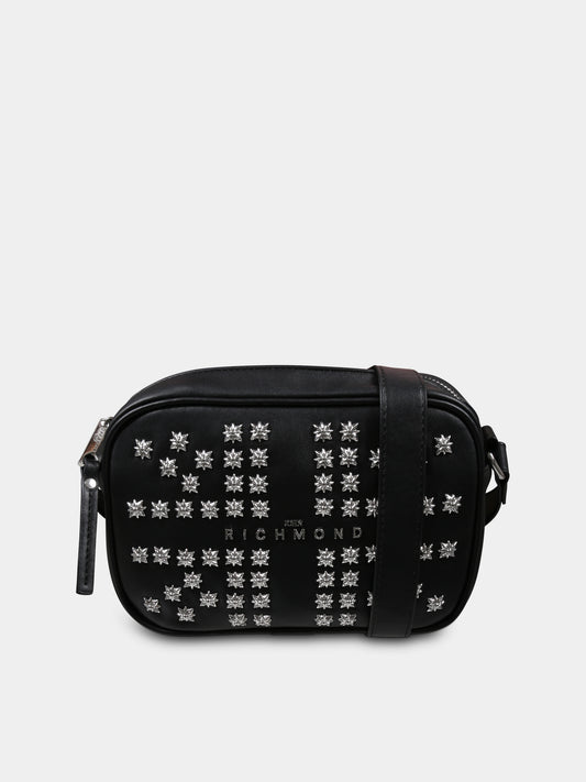 Borsa nera per bambina con logo,Richmond,RGA24131BO BLACK/O-WH