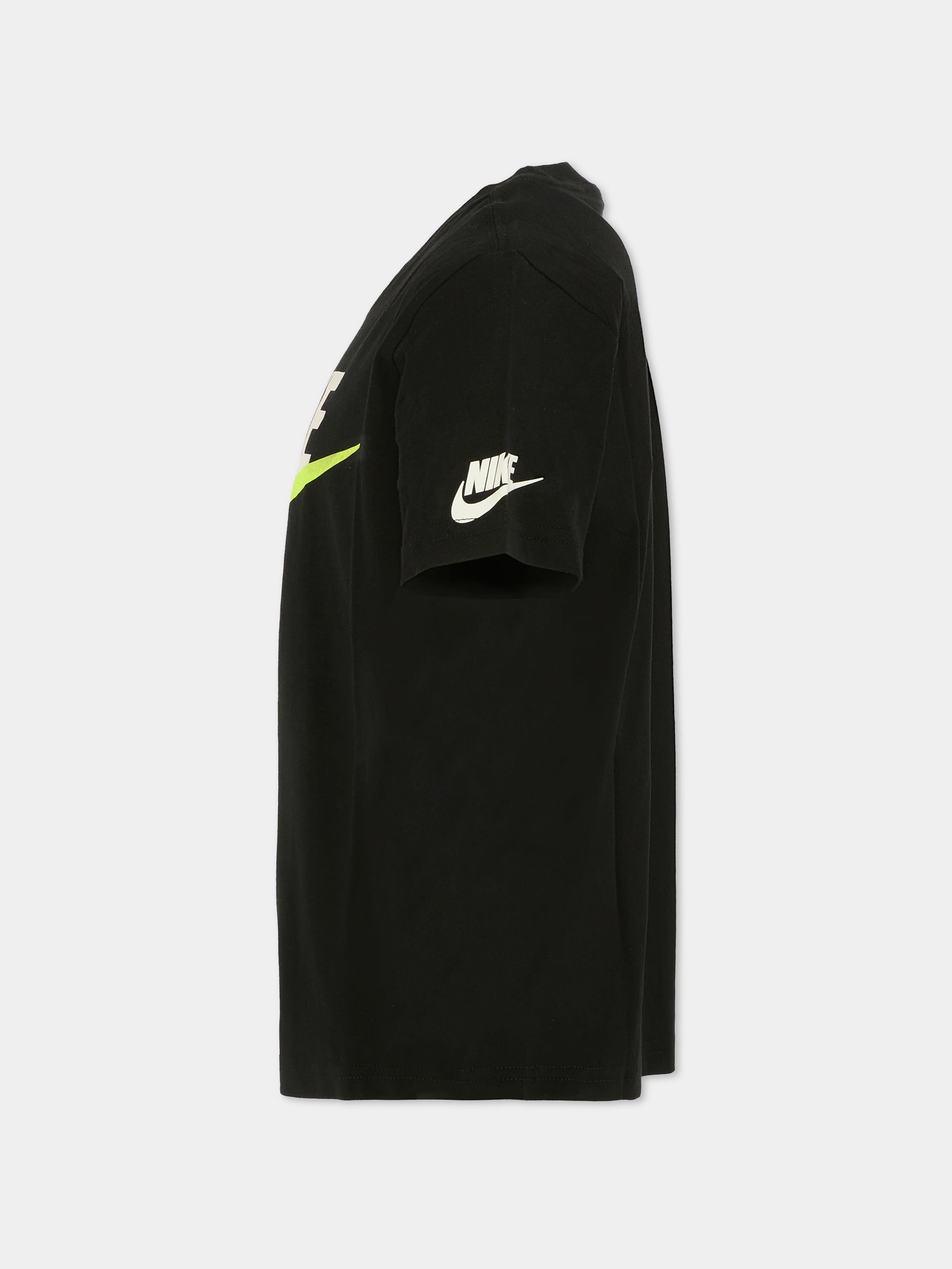 T-shirt nera per bambini con logo,Nike,86N166 023