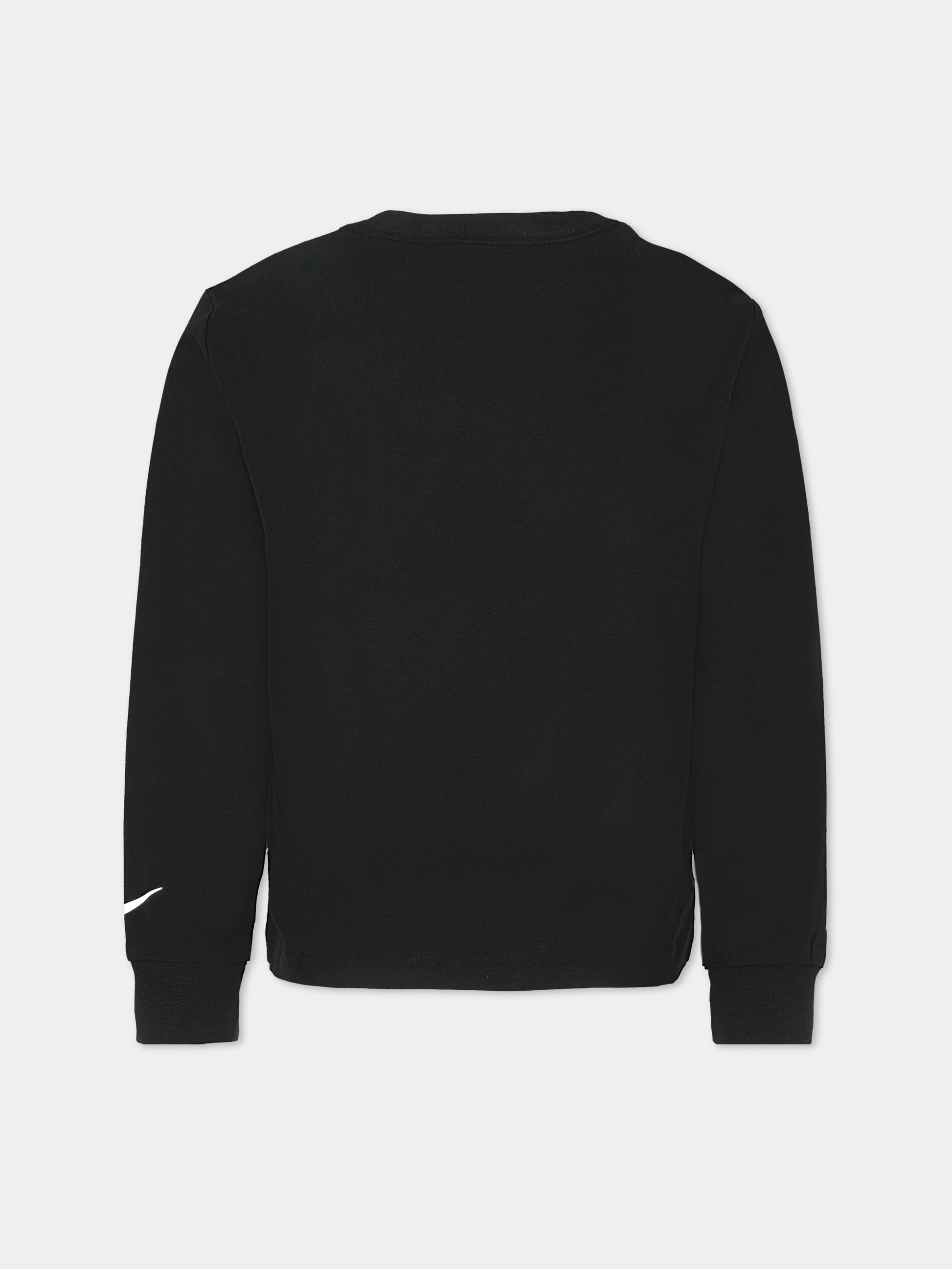 T-shirt nera per bambino con stampa e logo,Nike,86N322 023