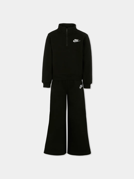 Completo nero per bambina con logo ricamato,Nike,36N265 023