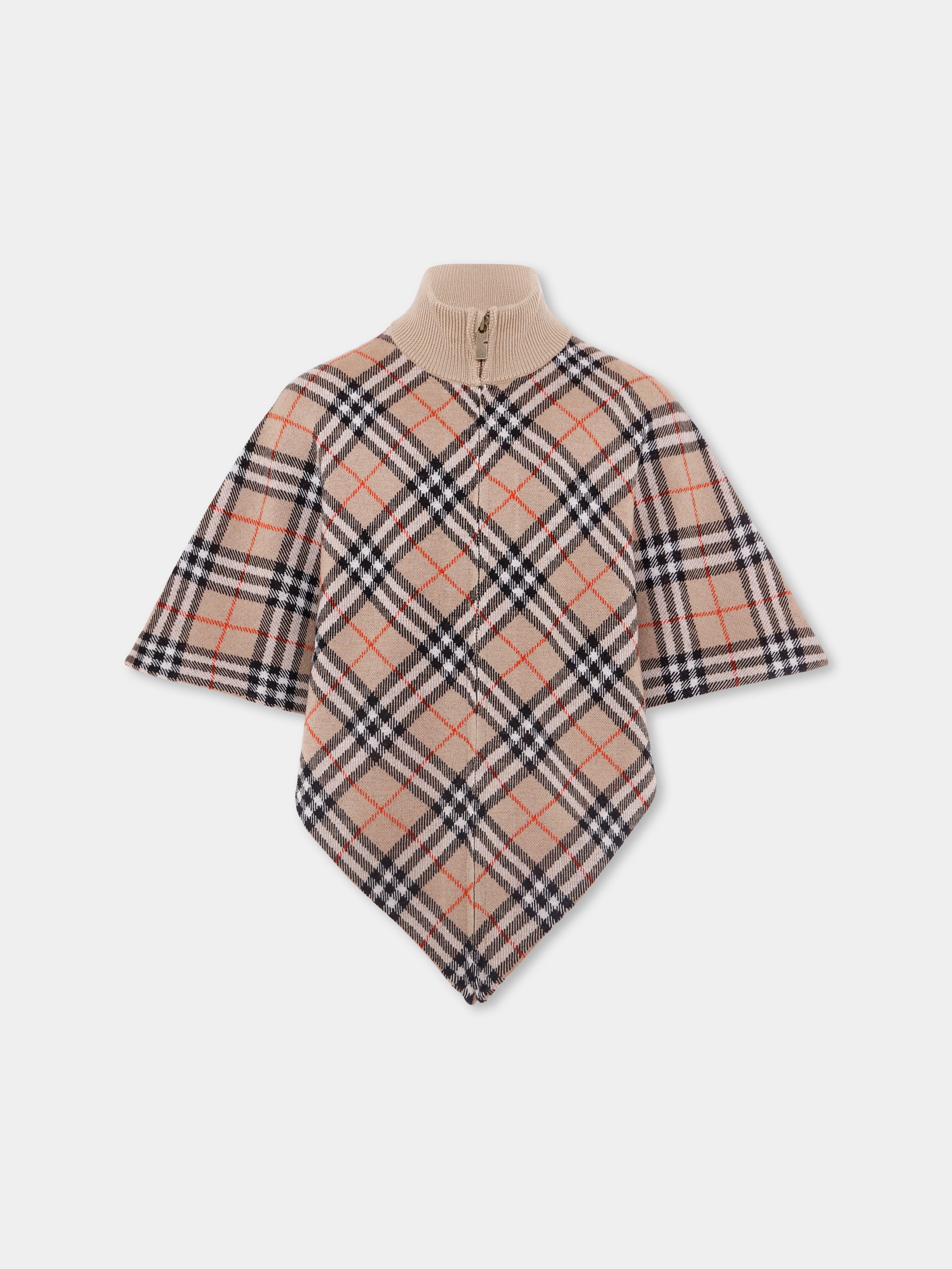 Cappa beige per bambina con check vintage,Burberry Kids,8105823 B9368