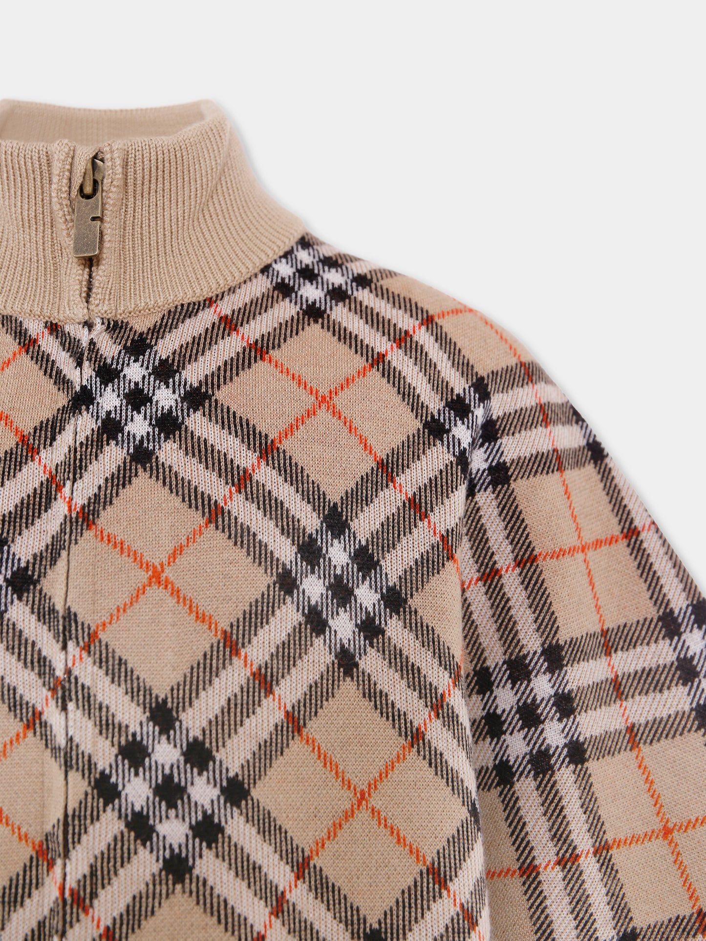 Cappa beige per bambina con check vintage,Burberry Kids,8105823 B9368