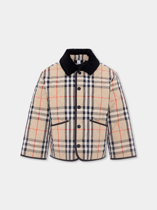 Giubbotto beige per bambini con check vintage,Burberry Kids,8108500 B9368