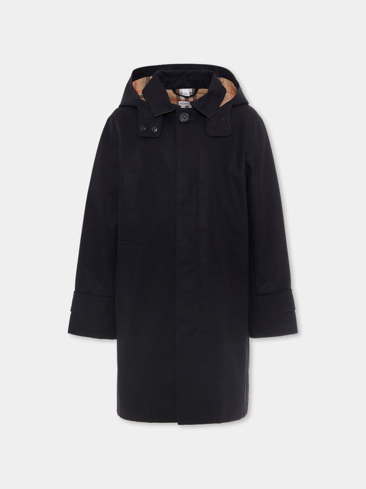 Impermeabile nero per bambini con check vintage,Burberry Kids,8109261 A1189