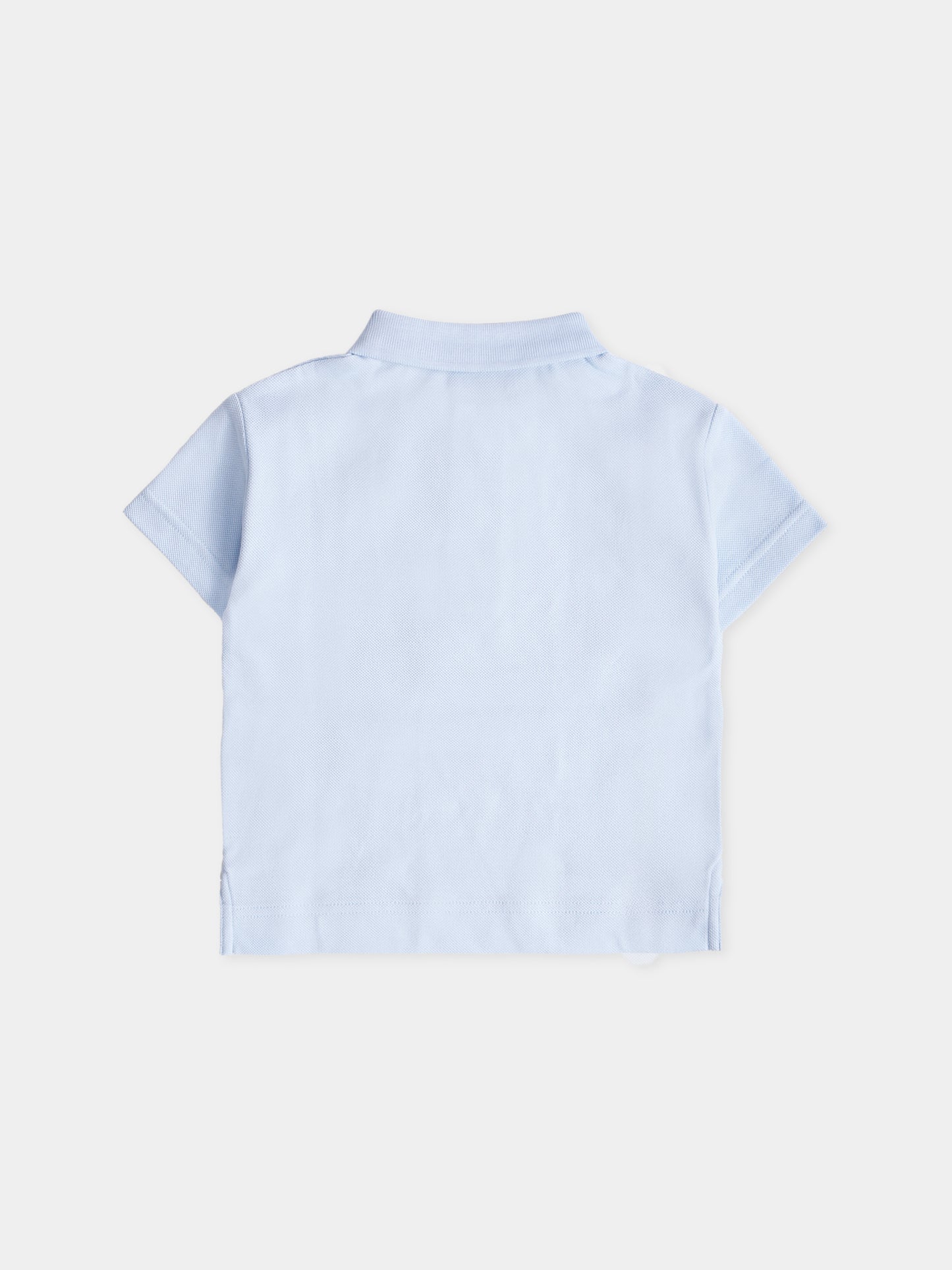 Polo azzurra per neonato con orsetto,Burberry Kids,8112509 A3326