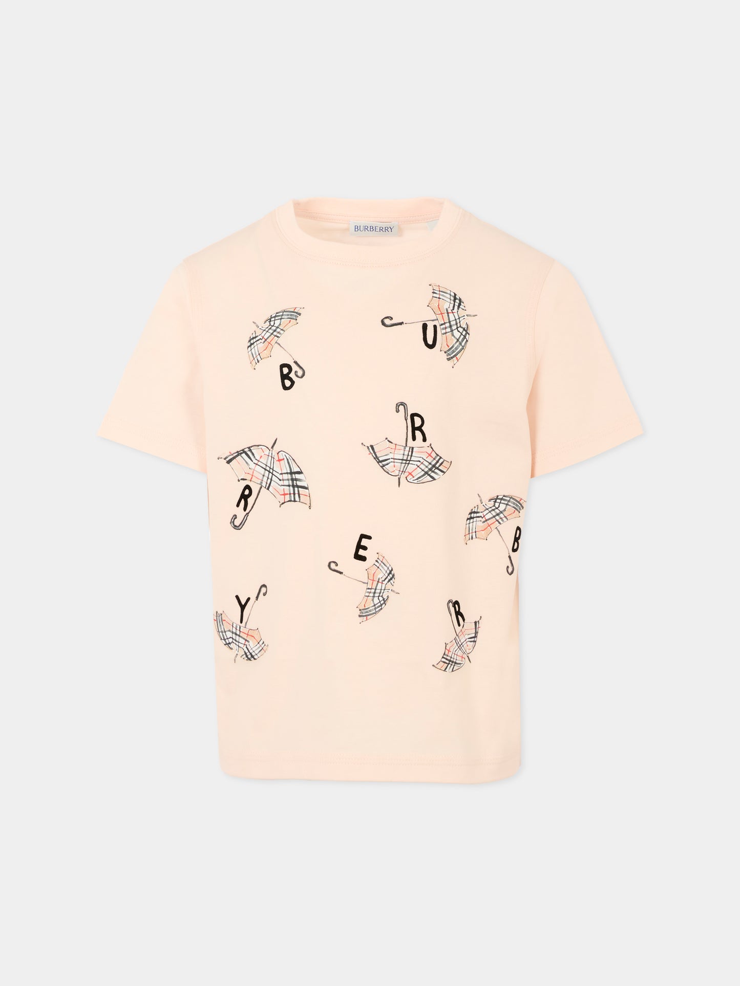 T-shirt rosa per bambina con ombrello,Burberry Kids,8109540 C2640