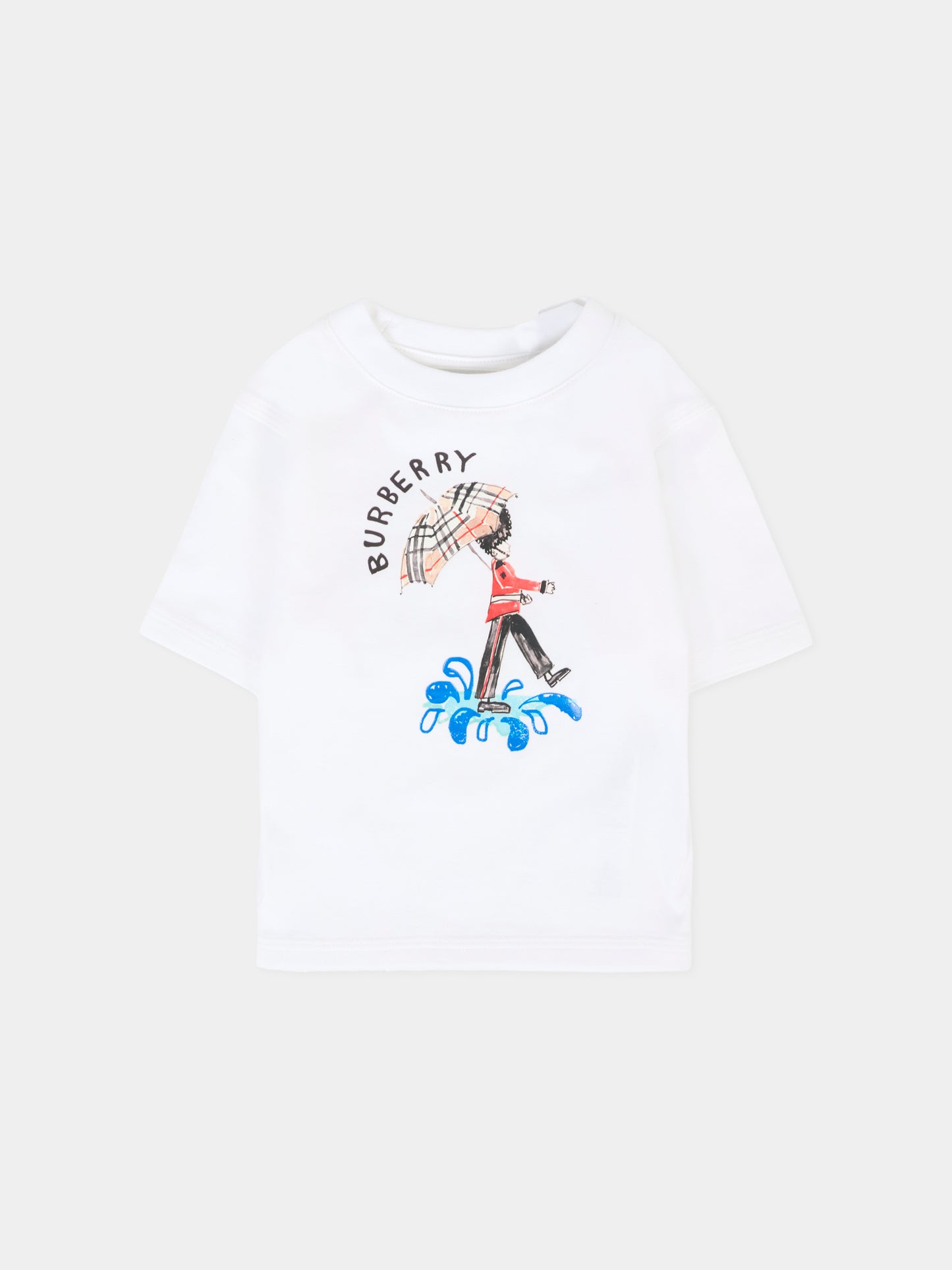 T-shirt bianca per neonati con logo e soldatino,Burberry Kids,8112573 A1464