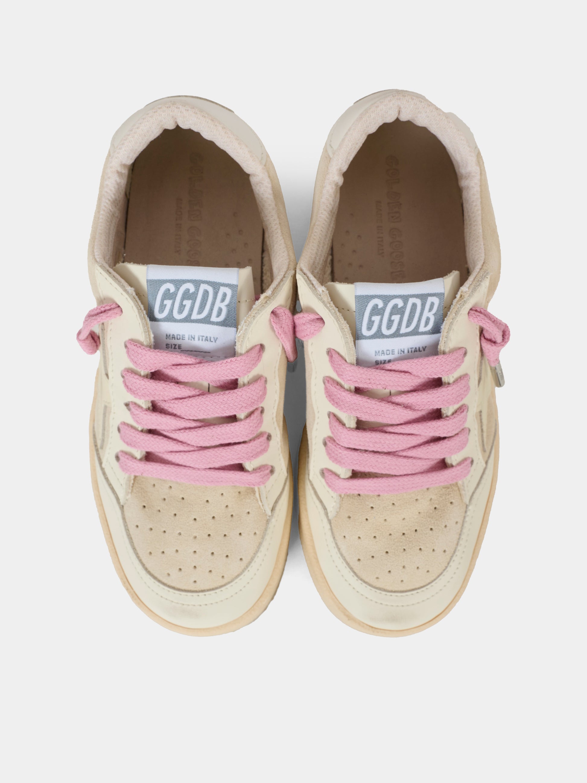 Sneakers Ball Star grigie per bambina con logo e stella,Golden Goose,GJF00439 F007308 15763