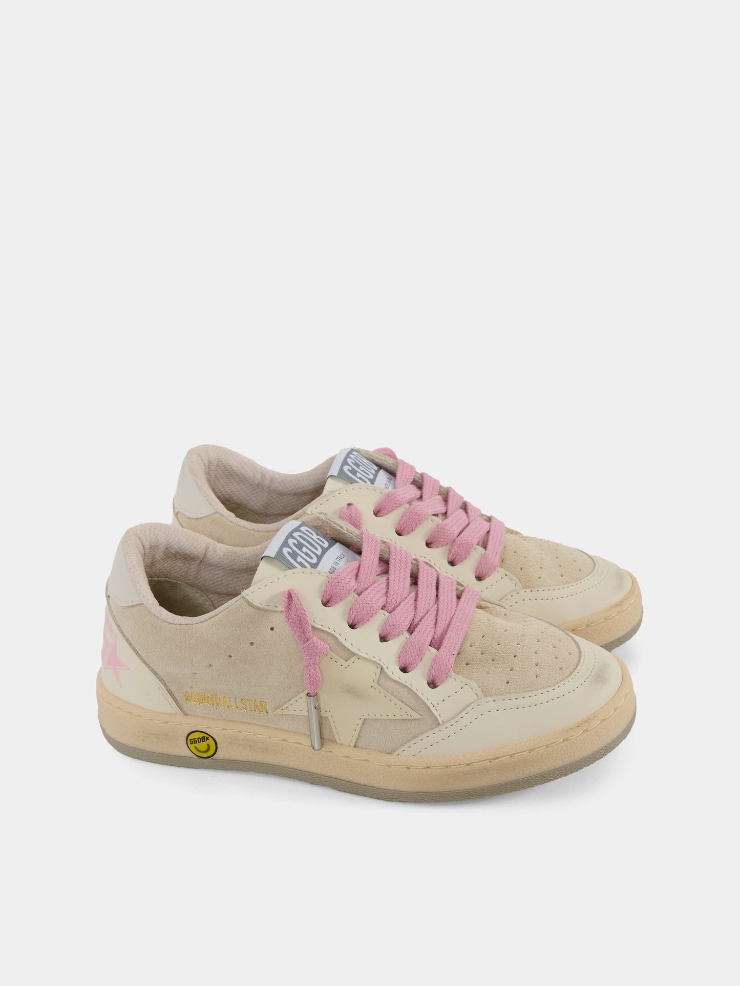 Sneakers Ball Star grigie per bambina con logo e stella,Golden Goose,GJF00439 F007308 15763