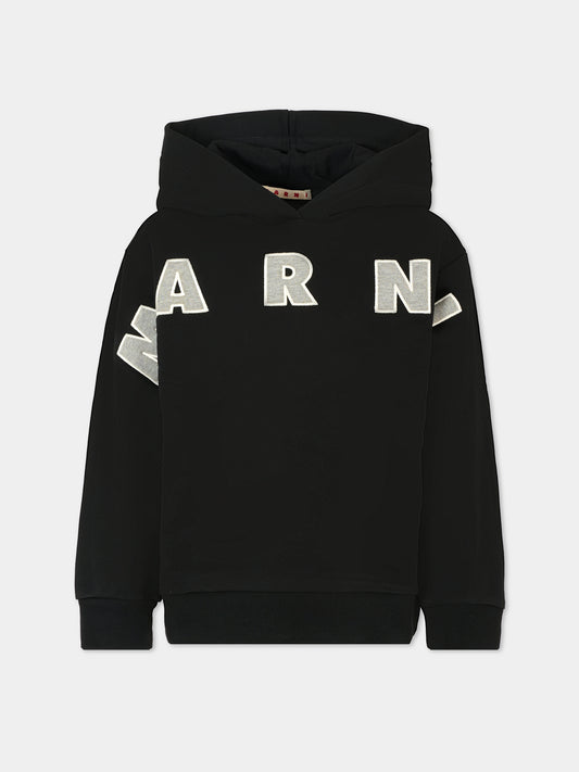 Felpa nera per bambini con logo,Marni Kids,M01266 M00V0 0M90D