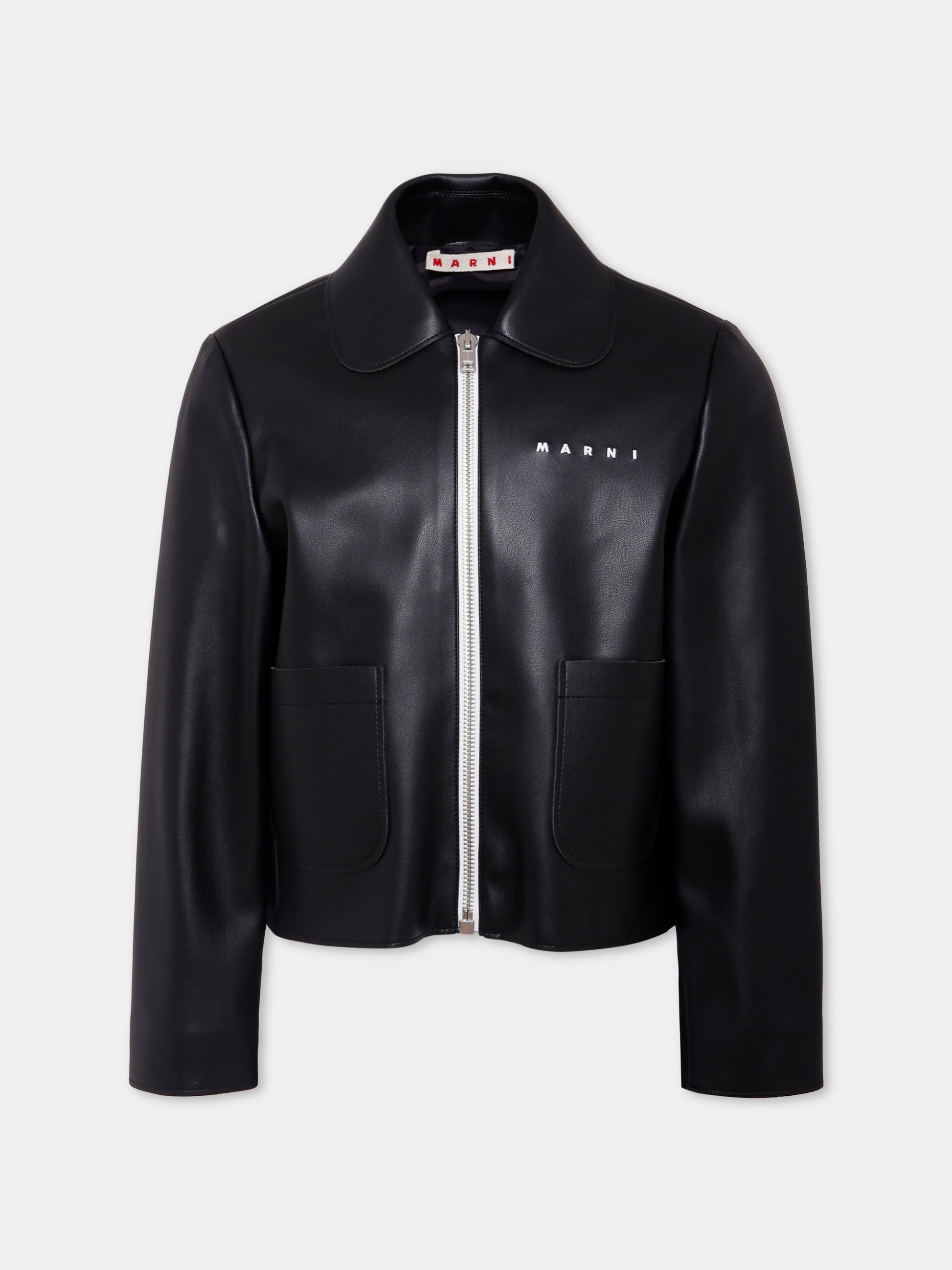 Giubbotto nero per bambina con logo,Marni Kids,M01492 M00W2 0M900