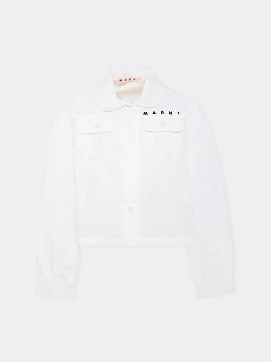 Camicia bianca per bambina con logo,Marni Kids,M01588 M00UW 0M114