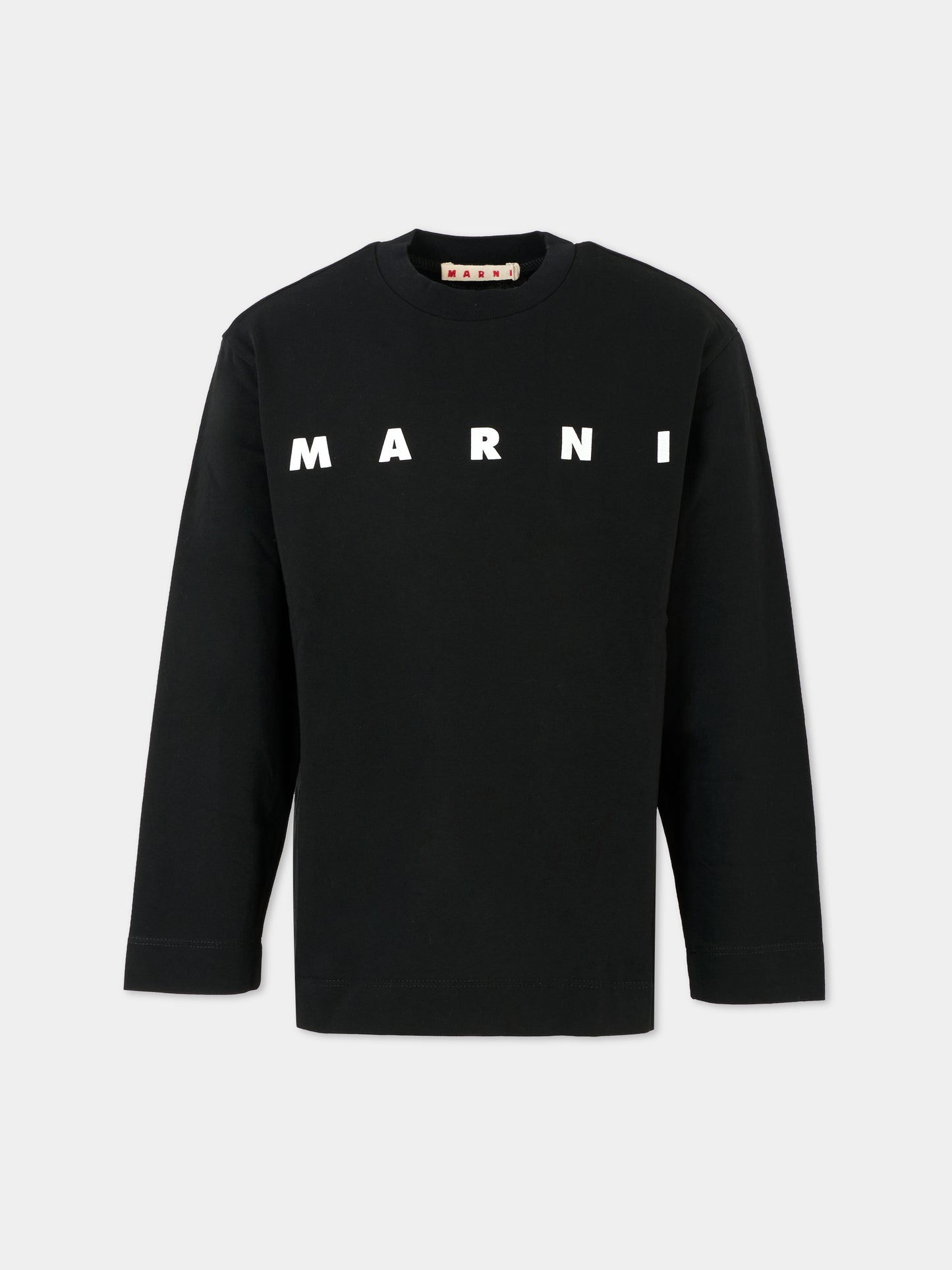 T-shirt nera per bambini con logo bianco,Marni Kids,M01603 M00RF 0M900