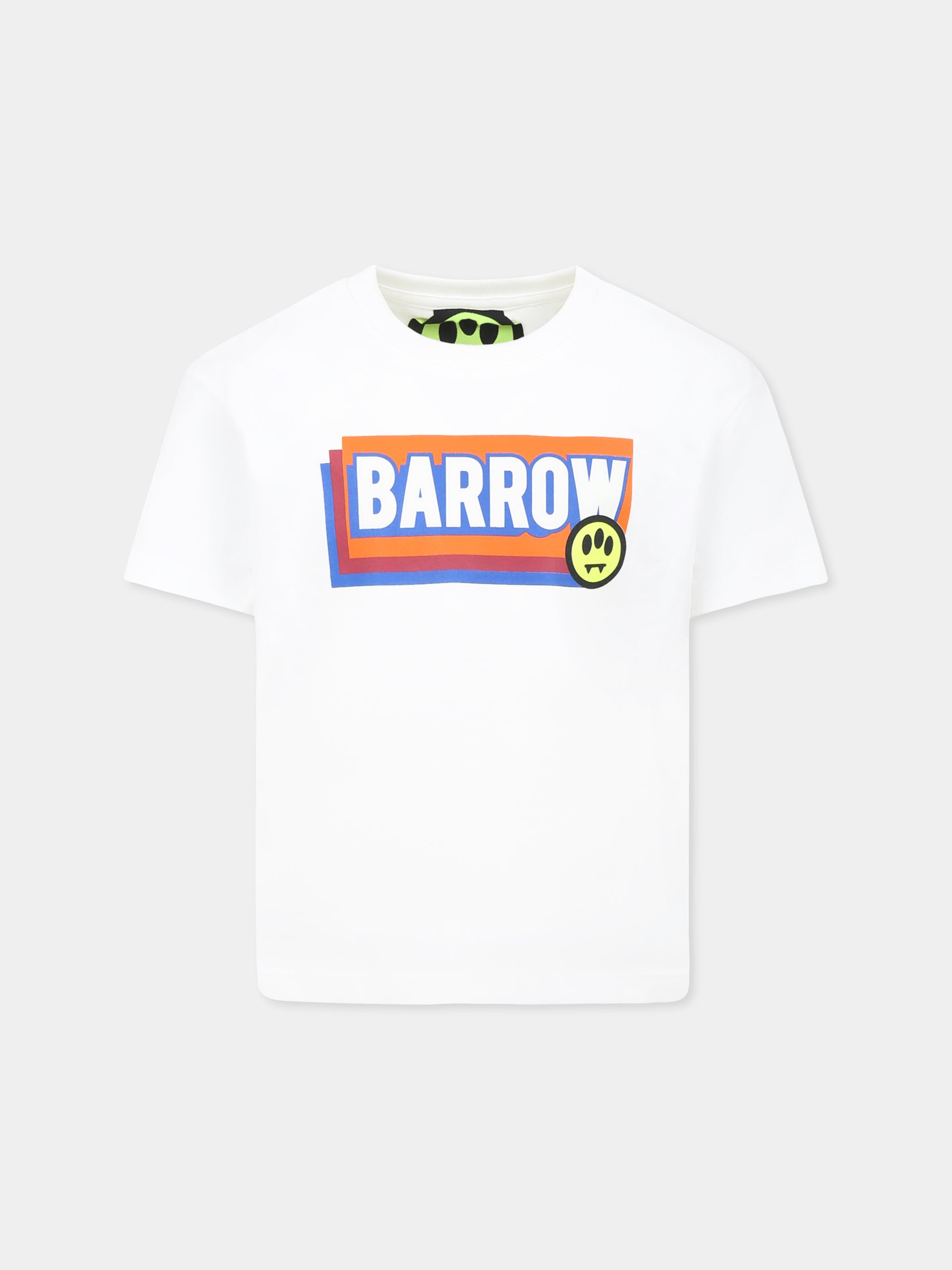 T-shirt bianca per bambini con logo e smile,Barrow,F4BKJUTH031 002