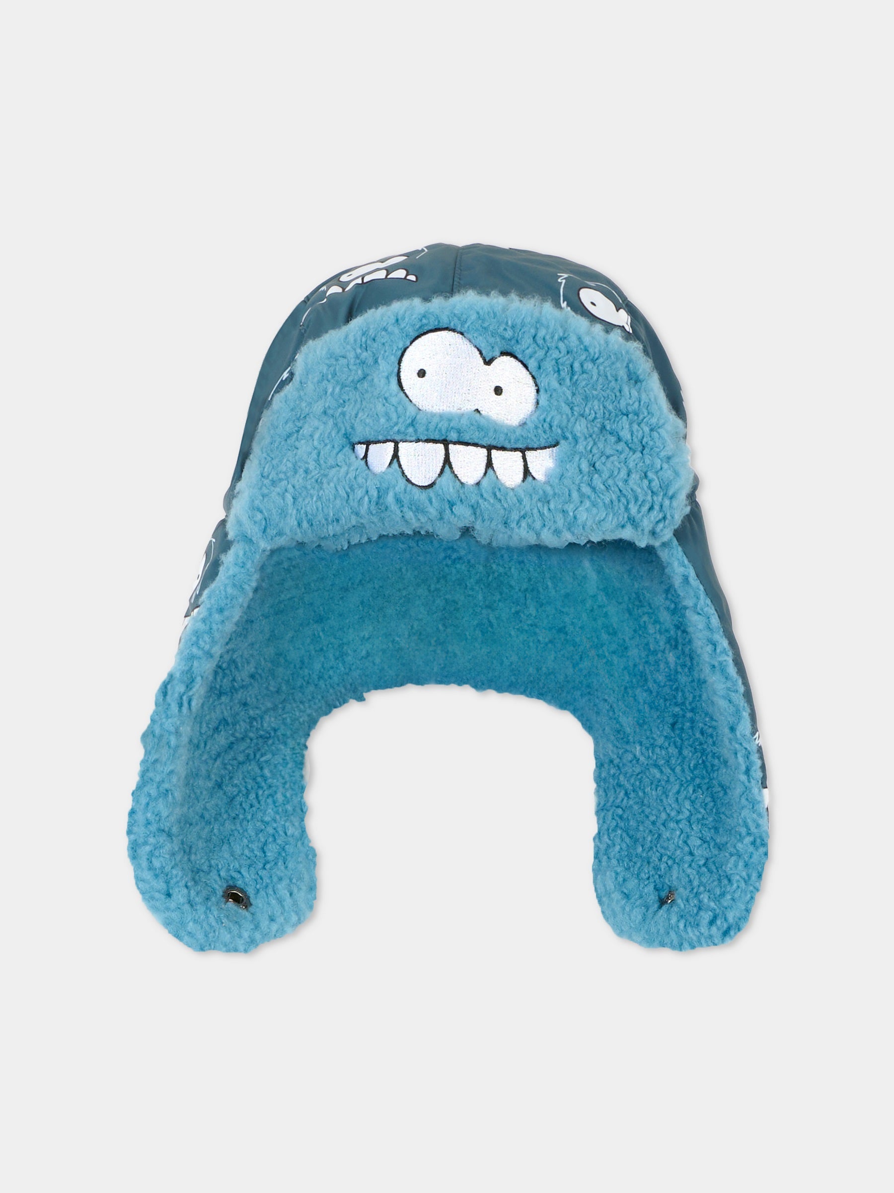 Berretto azzurro per bambino con mostro all over,Stella Mccartney Kids,TX0P77 Z3166 633MC