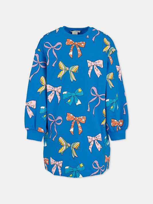 Vestito blu per bambina con fiocchi,Stella Mccartney Kids,TX1C10 Z3096 664MC