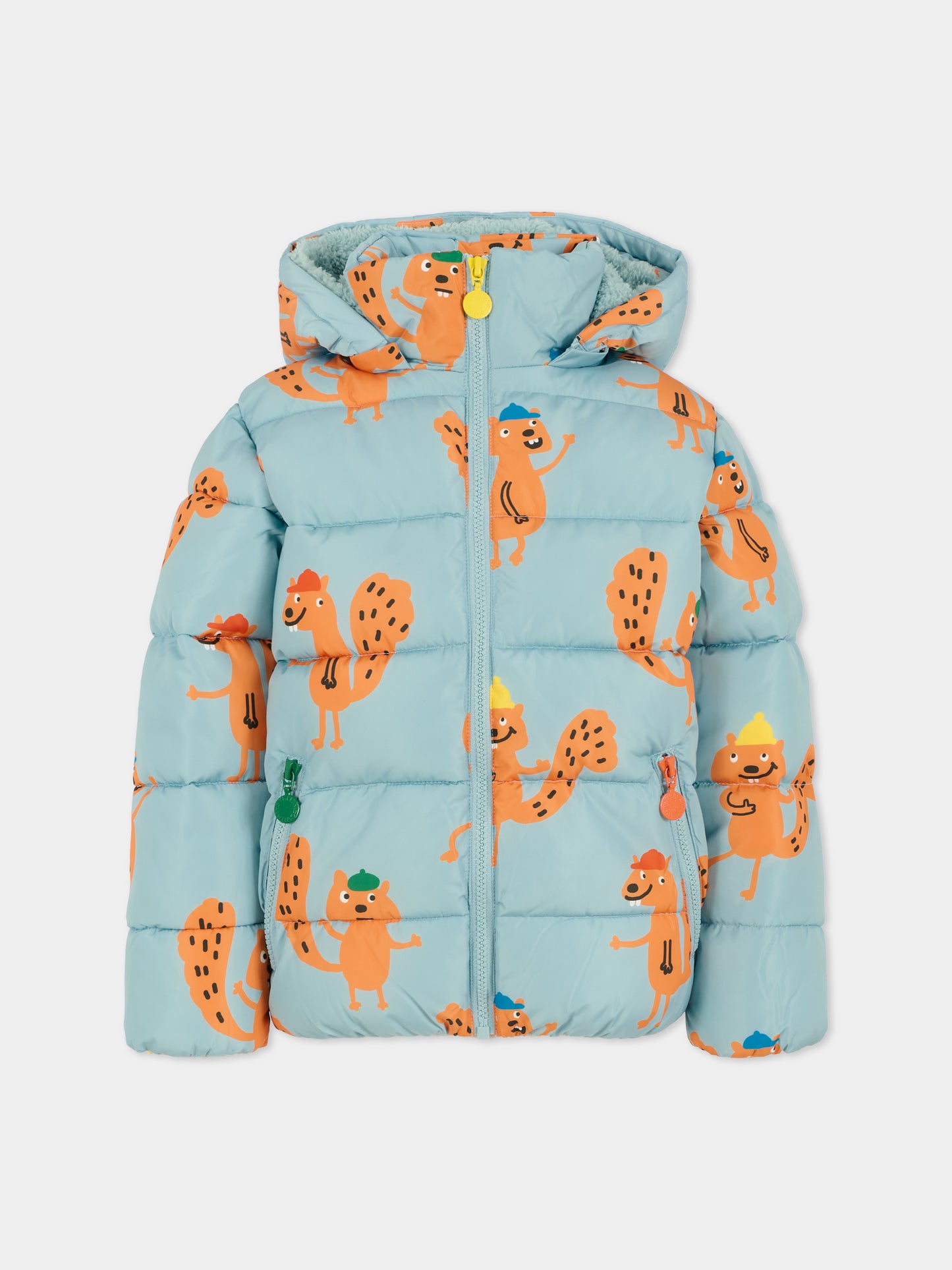 Piumino azzurro per bambino con scoiattolo,Stella Mccartney Kids,TX2Q17 Z3171 670MC