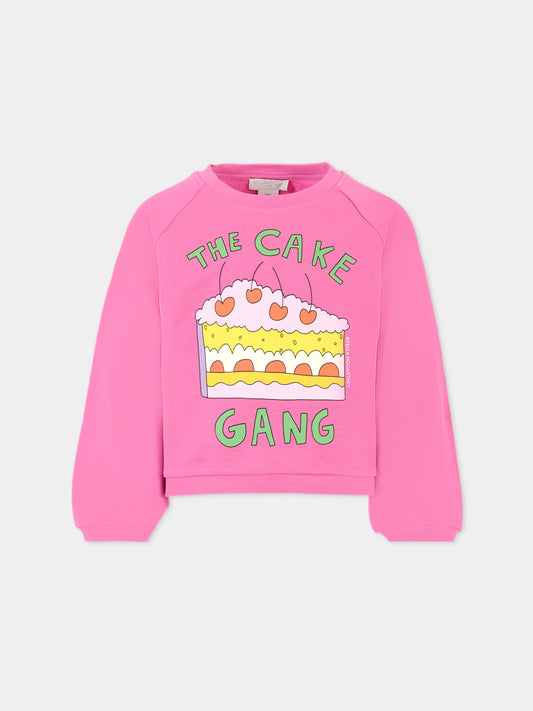 Felpa viola per bambina con stampa torta,Stella Mccartney Kids,TX4B80 Z3059 543