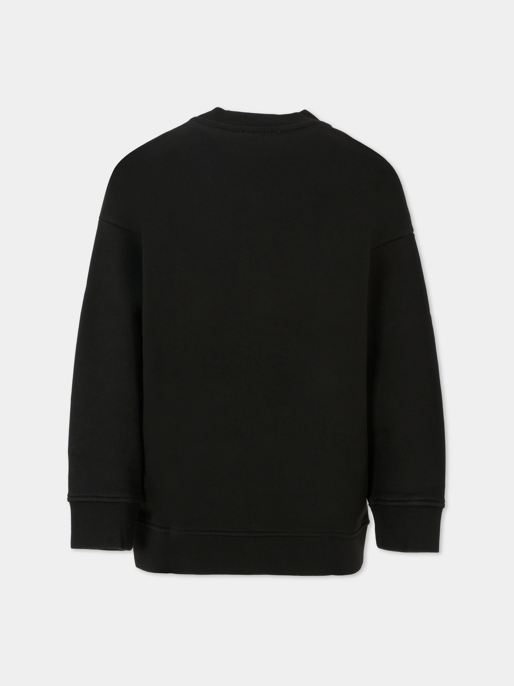 Felpa nera per bambina con logo bianco,Stella Mccartney Kids,TX4C10 Z0453 961