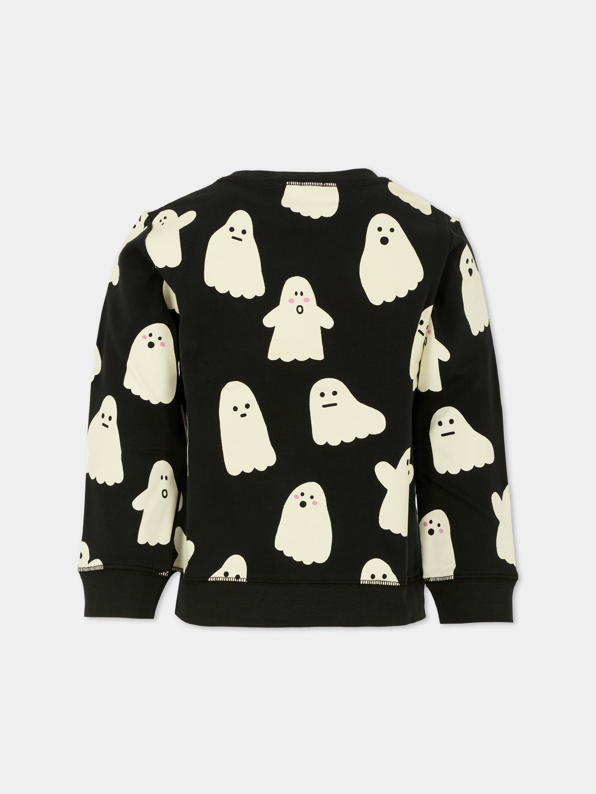 Felpa nera per bambini con fantasmi,Stella Mccartney Kids,TX4P20 Z3104 930BC