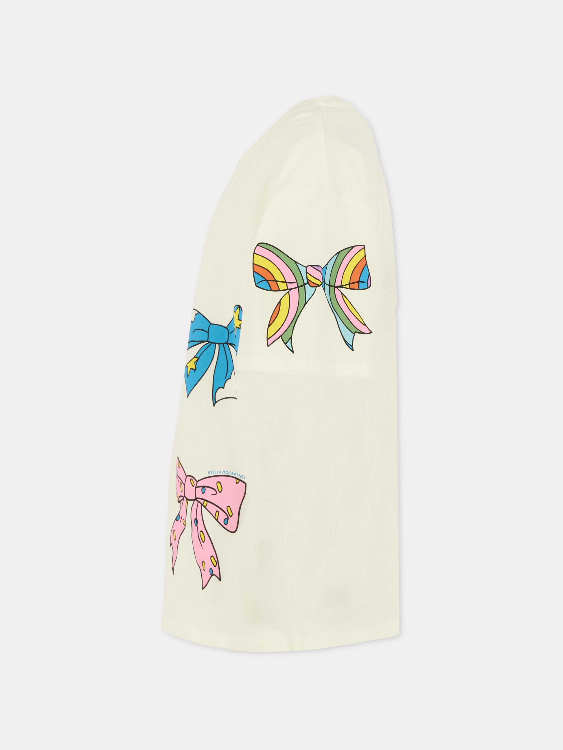 T-shirt avorio per bambina con fiocchi,Stella Mccartney Kids,TX8D01 Z0434 101