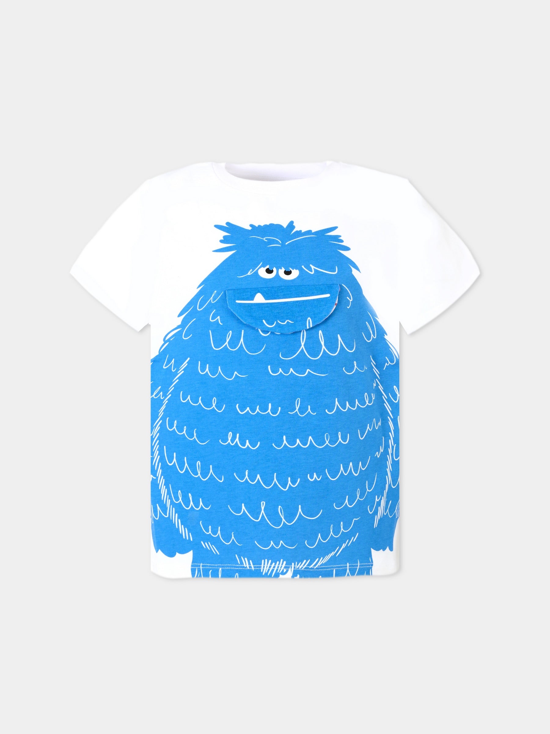 T-shirt bianca per bambino con stampa Yeti,Stella Mccartney Kids,TX8Q41 Z0434 100