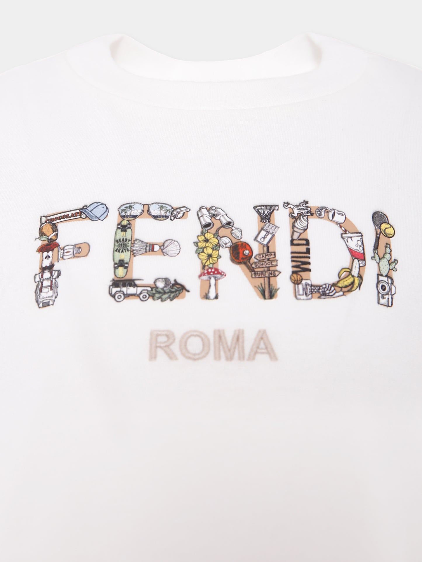 T-shirt bianca con logo per bambino,Fendi Kids,JMI487 7AJ F0TU9