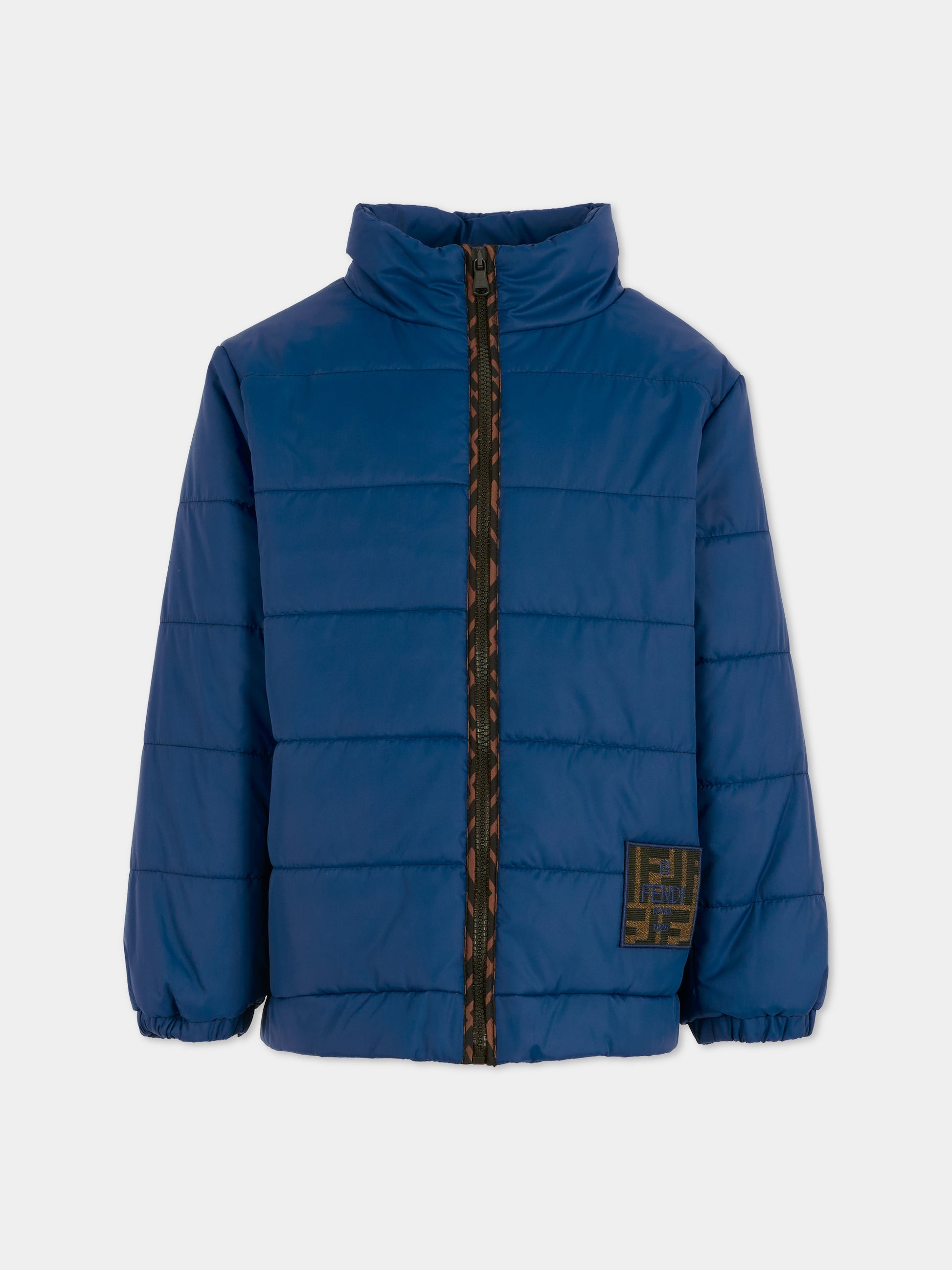 Piumino blu per bambino con patch logato,Fendi Kids,JUA241 AS56 F1I11