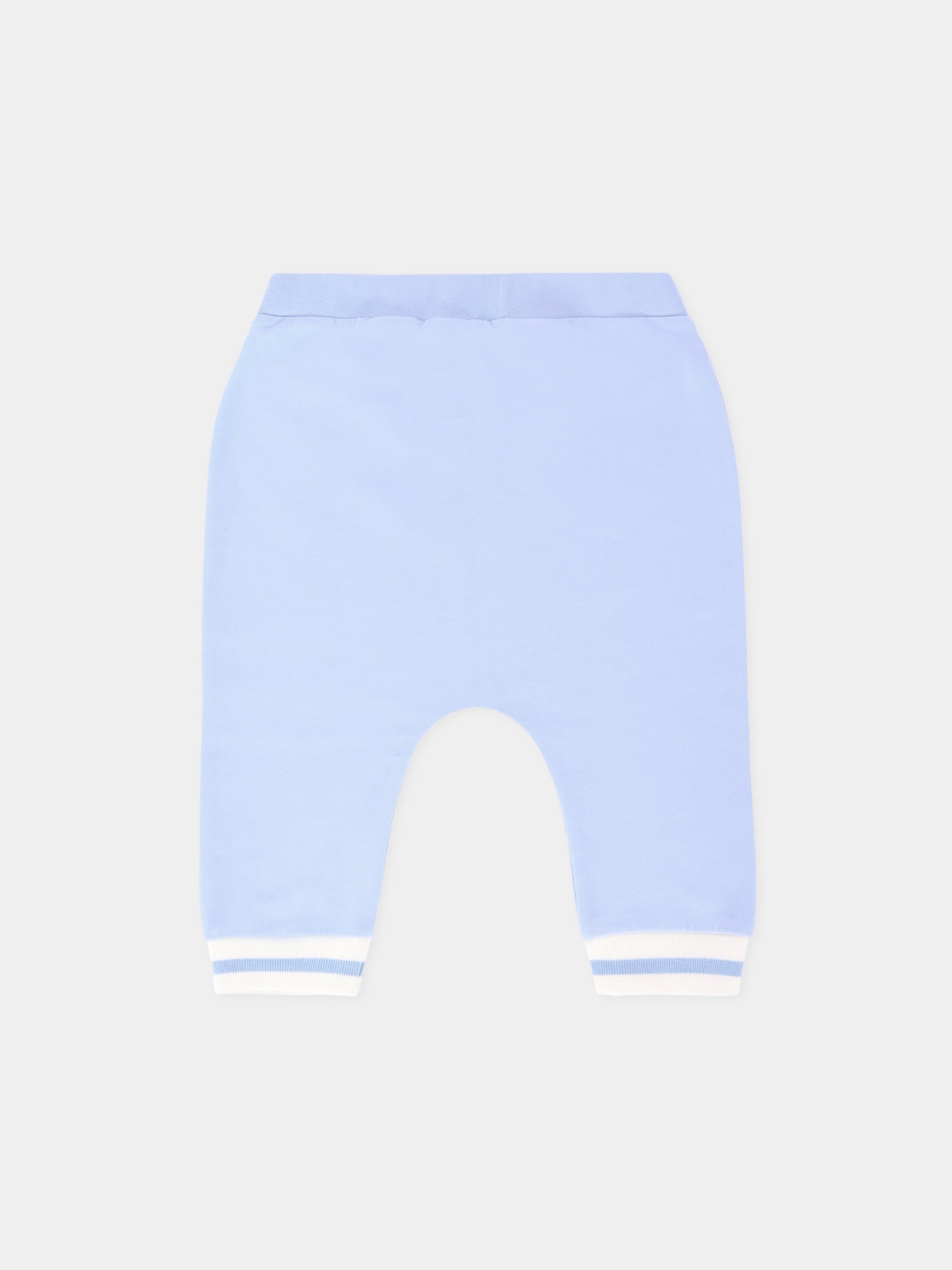 Pantaloni celesti per neonato con logo,Fendi Kids,BUF252 8RA F19J4