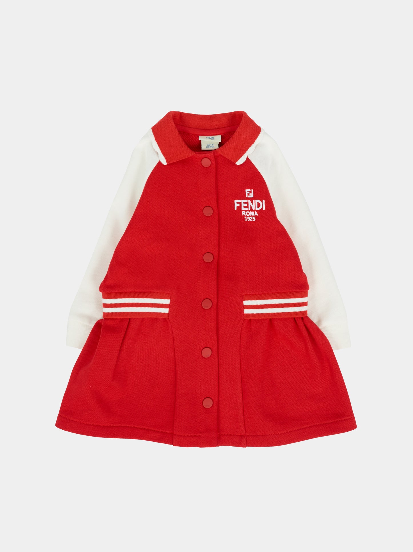Vestito rosso per neonata con logo,Fendi Kids,BFB563 5V0 F1SAX