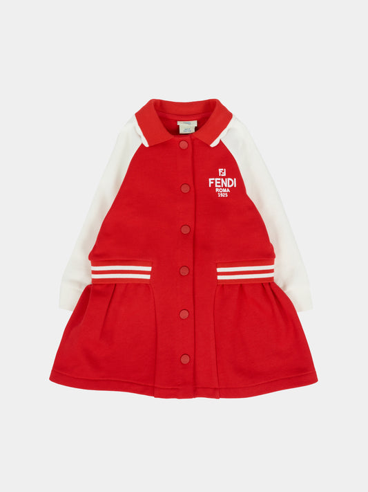 Vestito rosso per neonata con logo,Fendi Kids,BFB563 5V0 F1SAX