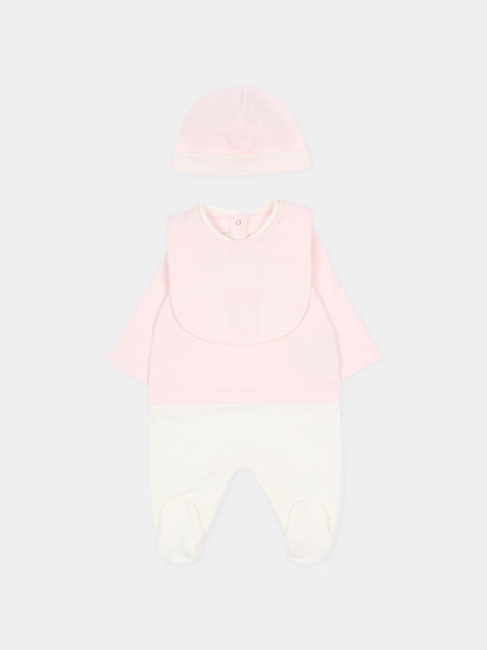 Pink babygrow suit for baby girl with logo
