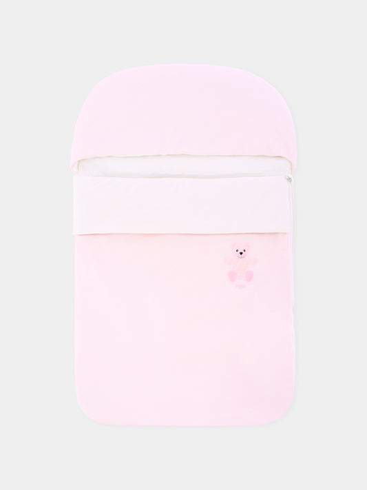 Sacco nanna rosa per neonata con orsetto Fendi,Fendi Kids,BUJ306 ST8 F0C11