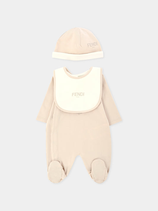 Set tutine beige per neonati con orsetto Fendi,Fendi Kids,BUK141 ST8 F19J5
