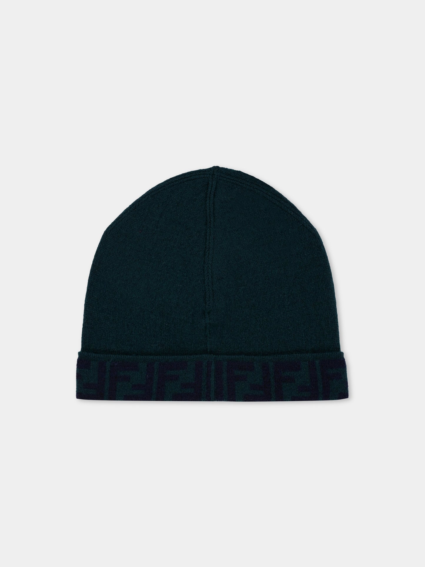 Cappello verde per bambini con FF,Fendi Kids,JUP063 AO29 F0L5W