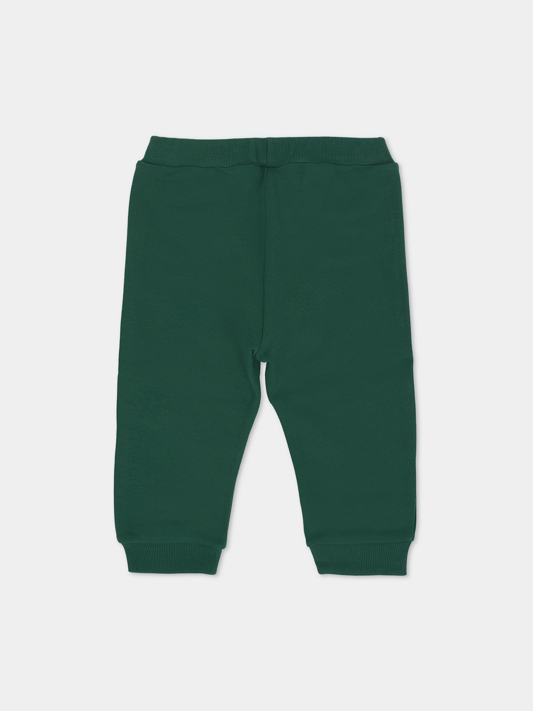 Pantaloni verdi per neonato con logo e ricamo volano,Fendi Kids,BMF256 5V0 F0E3J