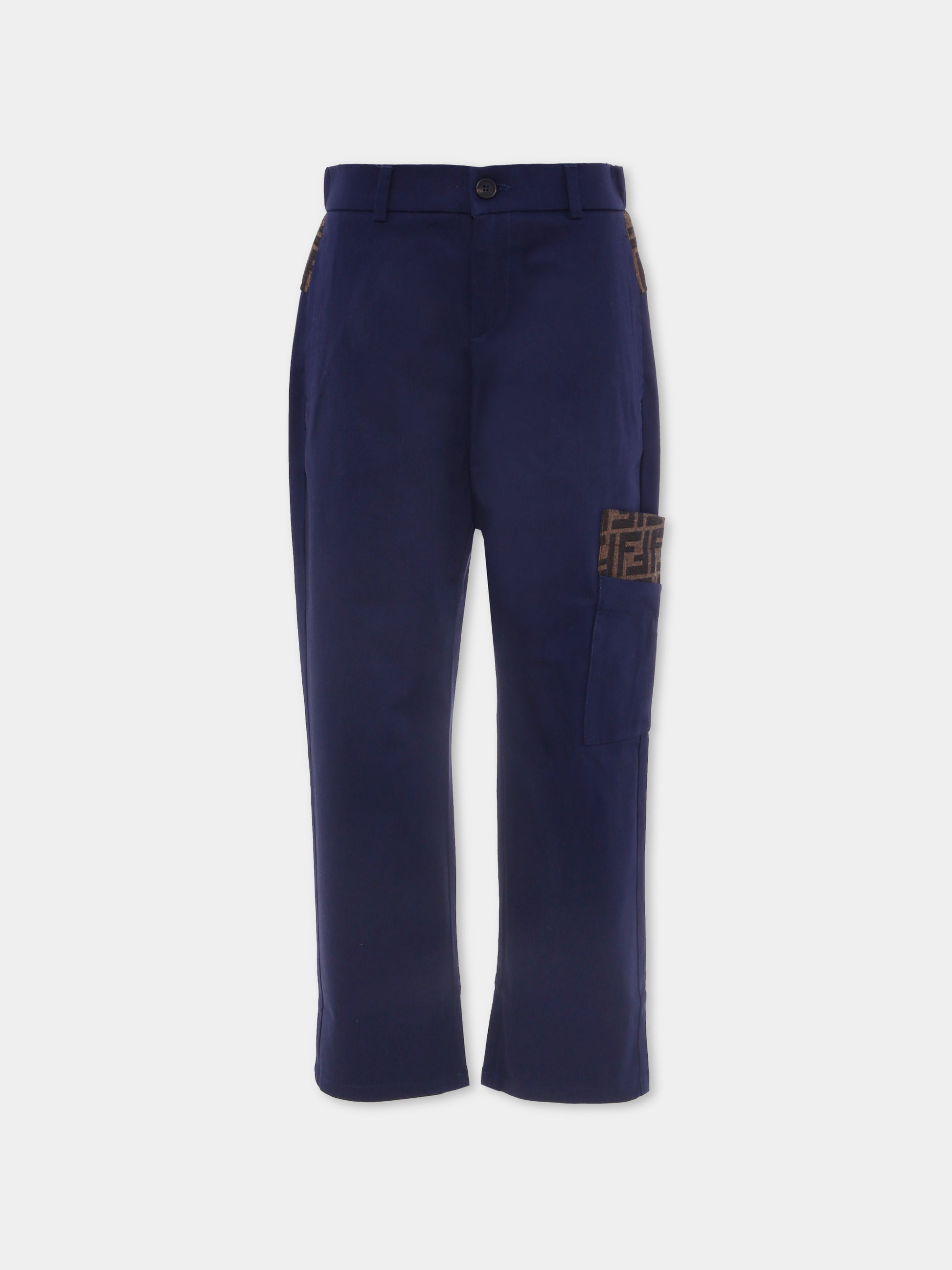 Pantaloni blu con dettagli FF per bambino,Fendi Kids,JMF545 AS5Y F1I11