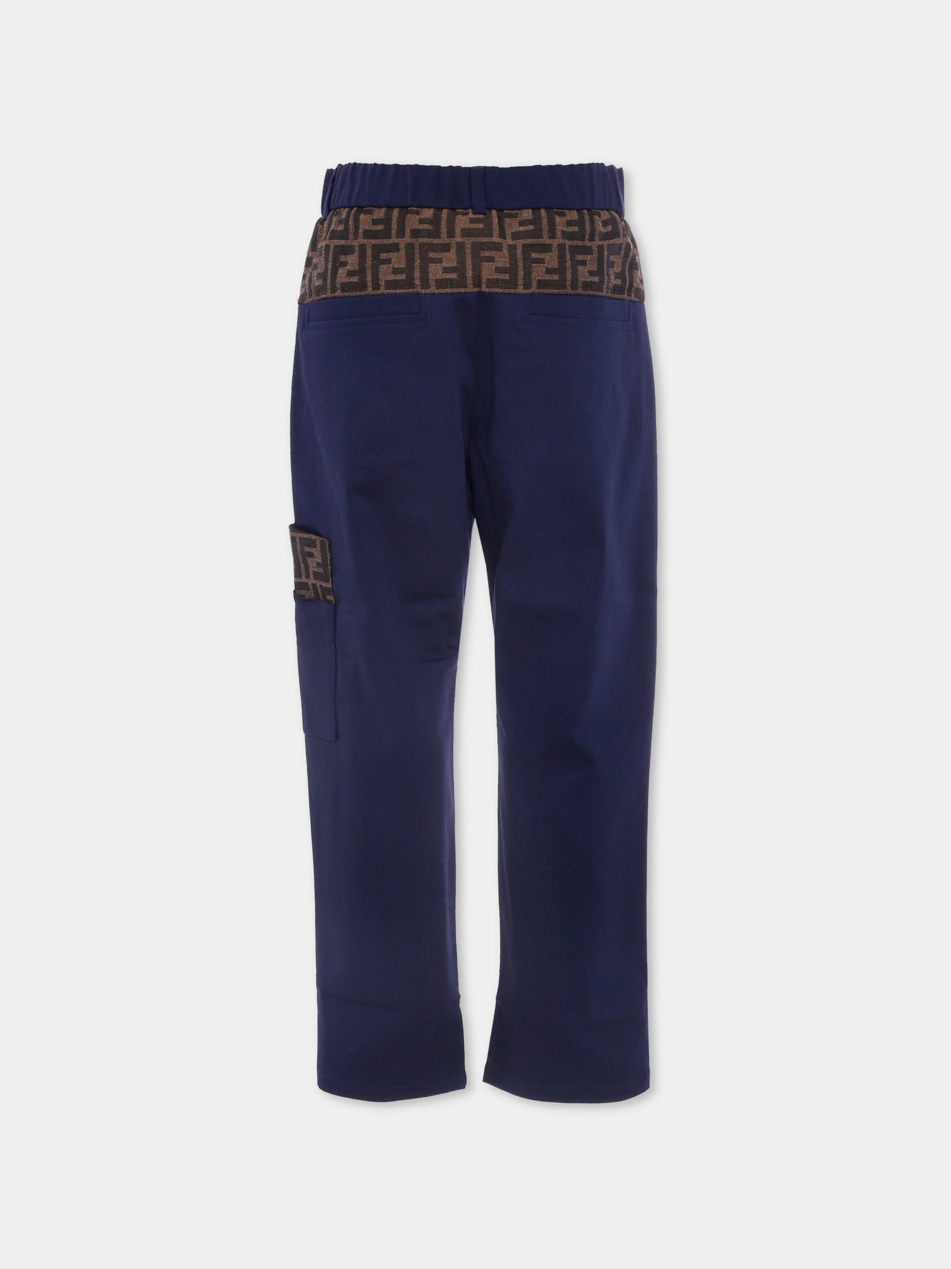 Pantaloni blu con dettagli FF per bambino,Fendi Kids,JMF545 AS5Y F1I11