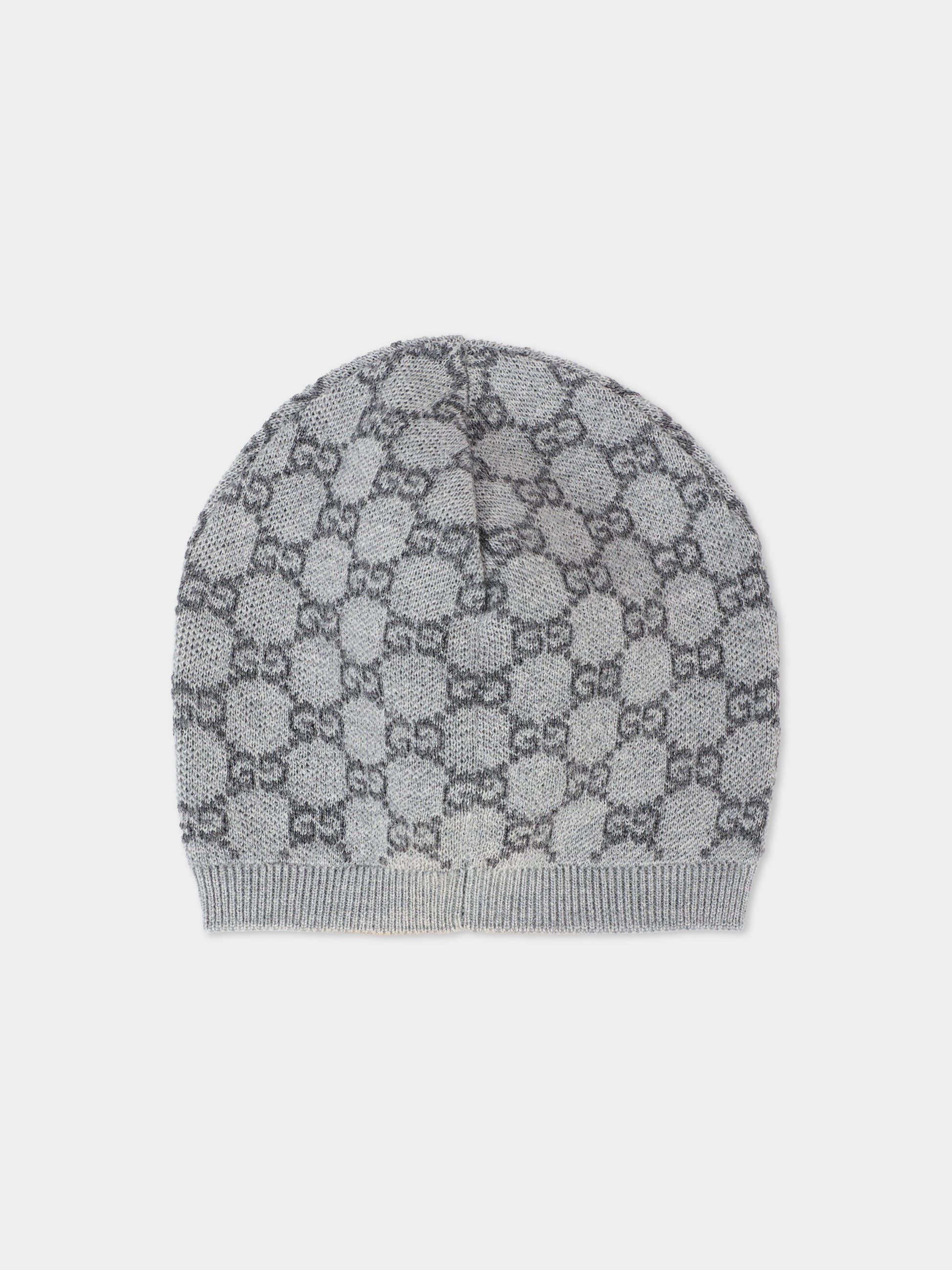 Berretto grigio per neonati con motivo GG,Gucci Kids,835336 3K206 1261