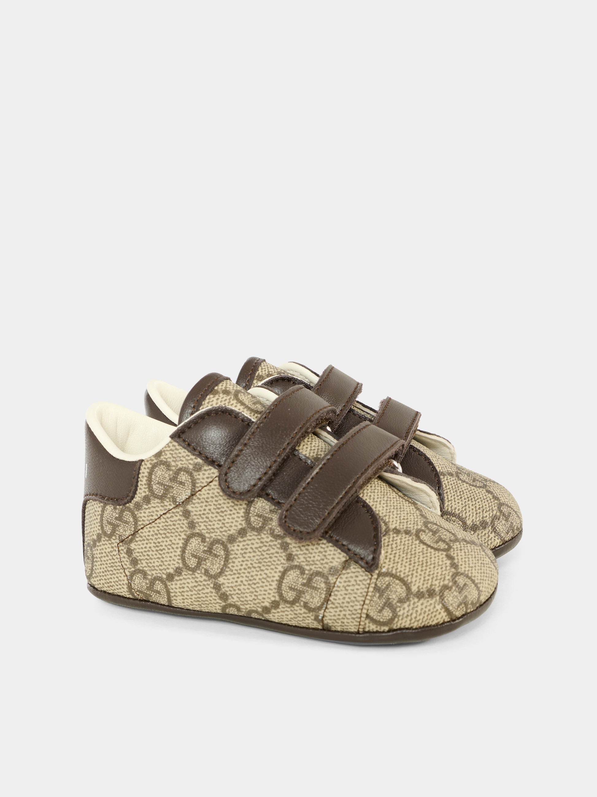 Sneakers beige per neonati con motivo GG,Gucci Kids,772387 FACX3 9752