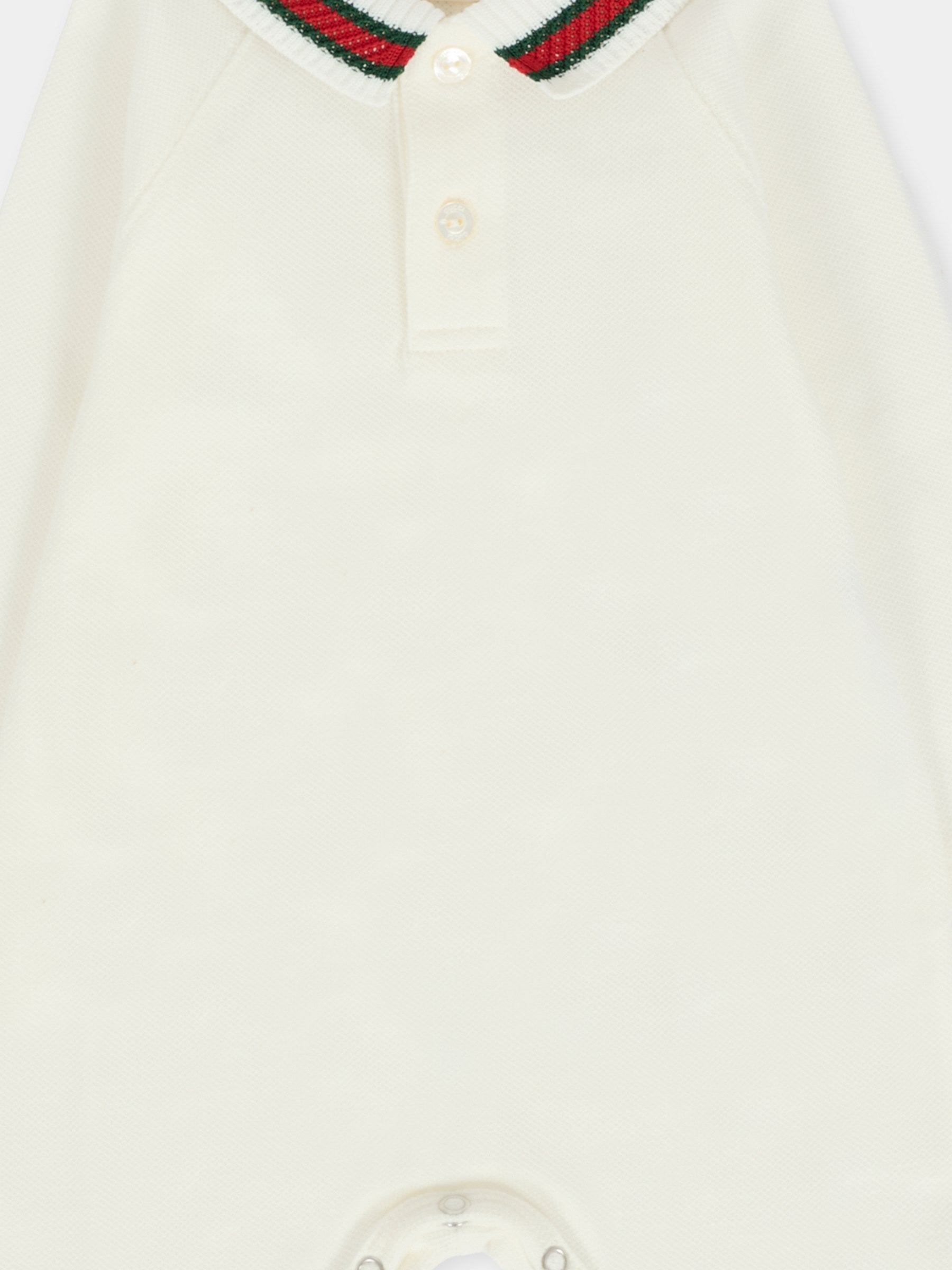 Tutina bianca per neonati con dettaglio Web,Gucci Kids,825183 XJHAM 9024