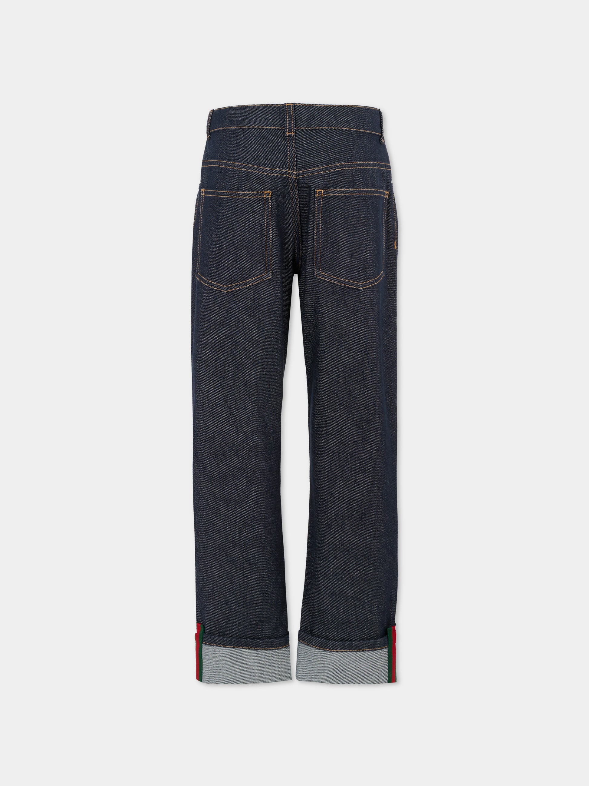 Jeans denim per bambini con dettaglio Web,Gucci Kids,826644 XDDCE 4759