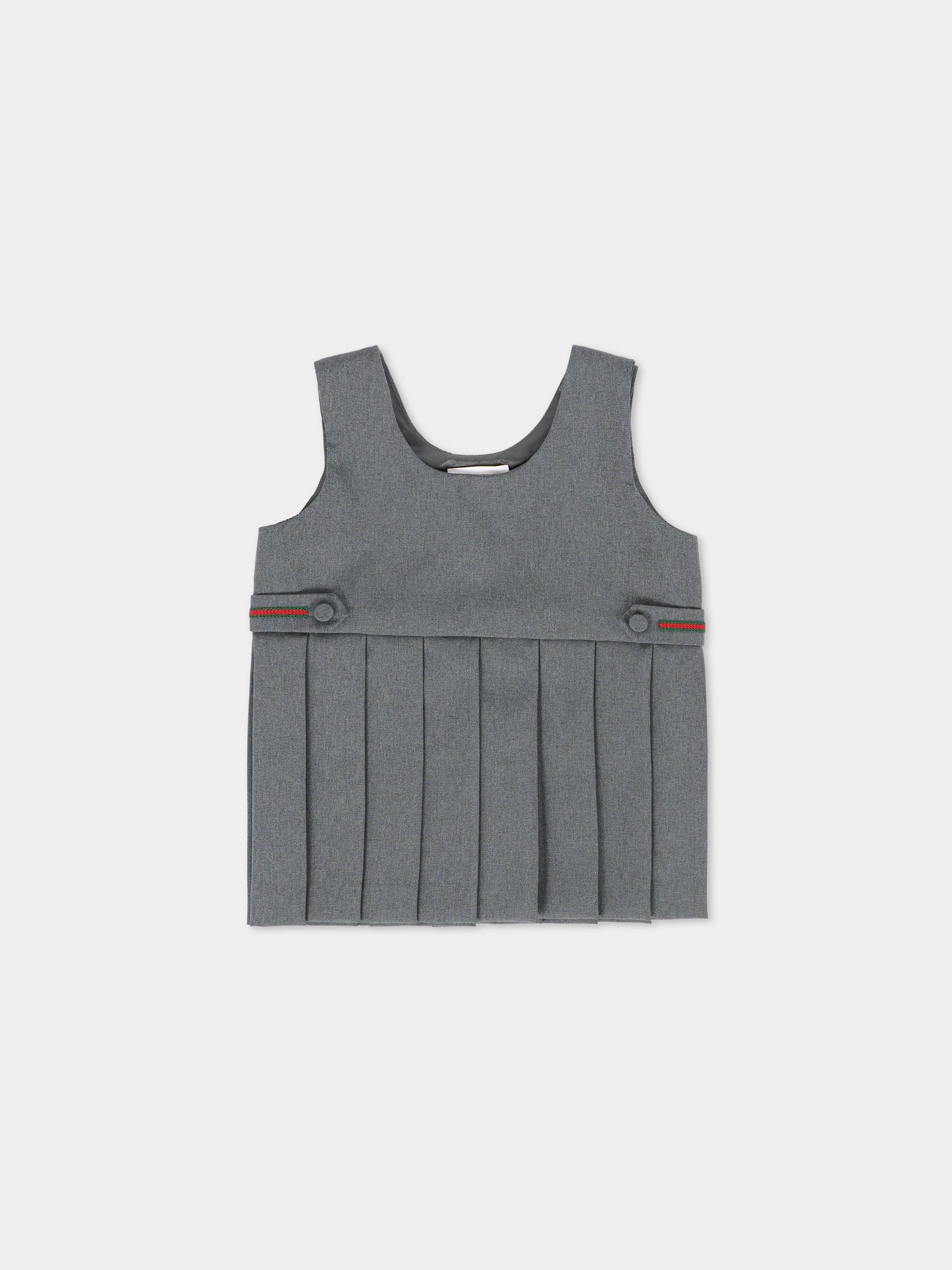 Vestito grigio per neonata con dettaglio Web,Gucci Kids,834384 XWA1Z 1401